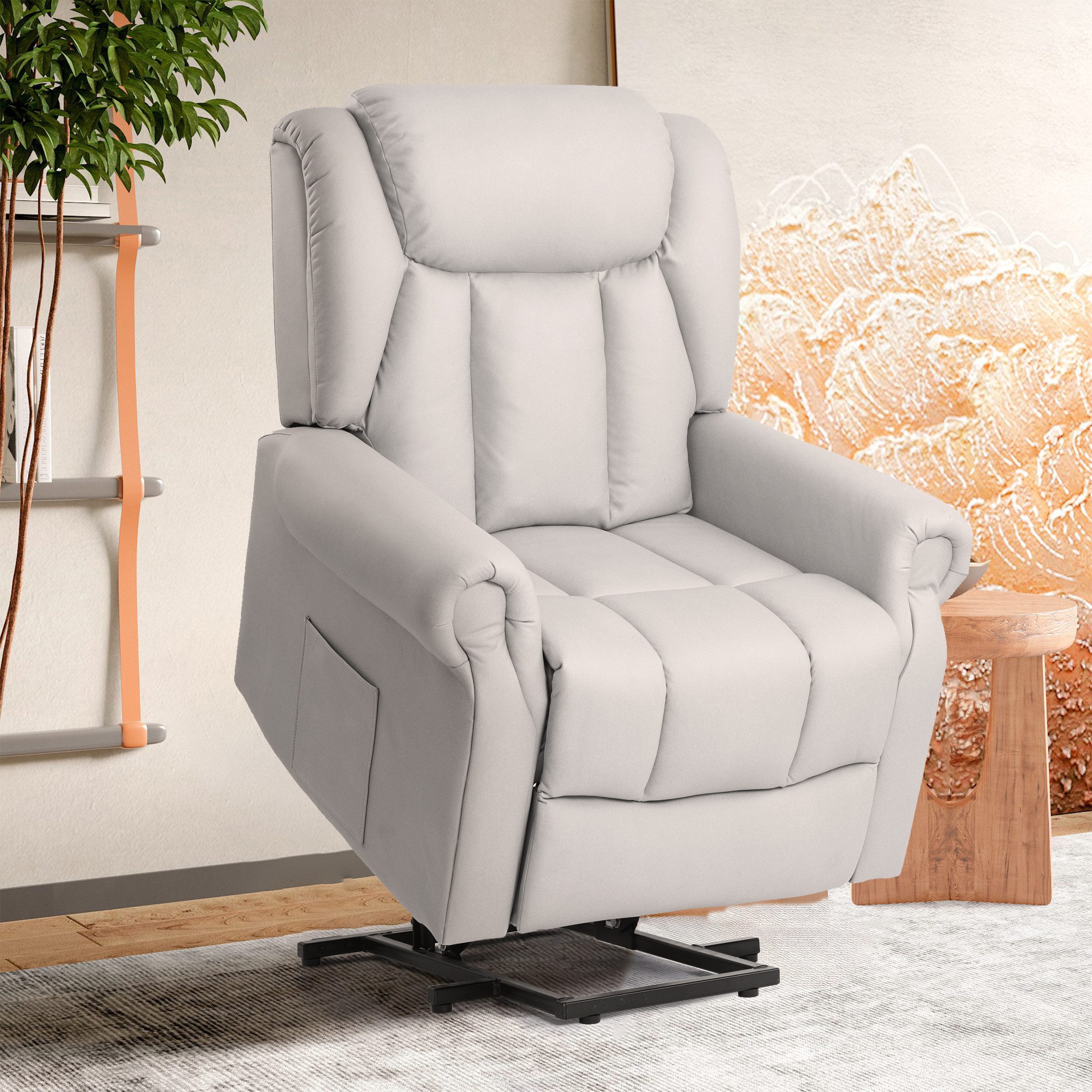 Vankel Relaxsessel Relaxsessel mit Massage, Wärme & elektrischer Verstellung, Elektrischer Fernsehsessel mit Fußstütze & Seitentasche