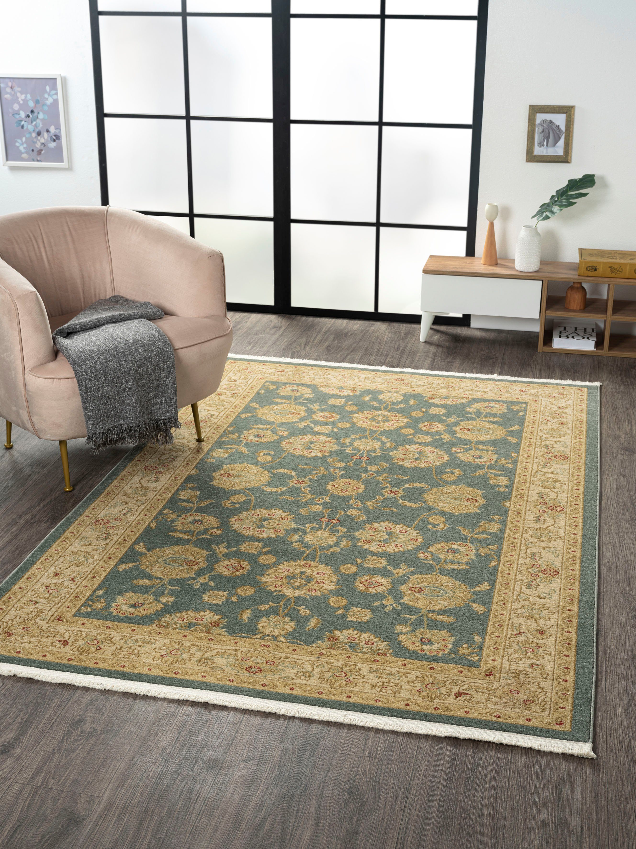 Myflair Möbel & Accessoires Teppich Maryam 5, rechteckig, Höhe: 7,5 mm, Kurzflor, Orient Optik, edler Glanz, mit Fransen, besonders weich