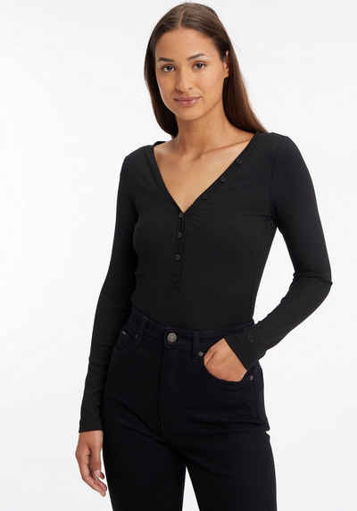 Calvin Klein Langarmshirt MODAL RIB HENLEY TOP LS mit tiefem V-Ausschnitt