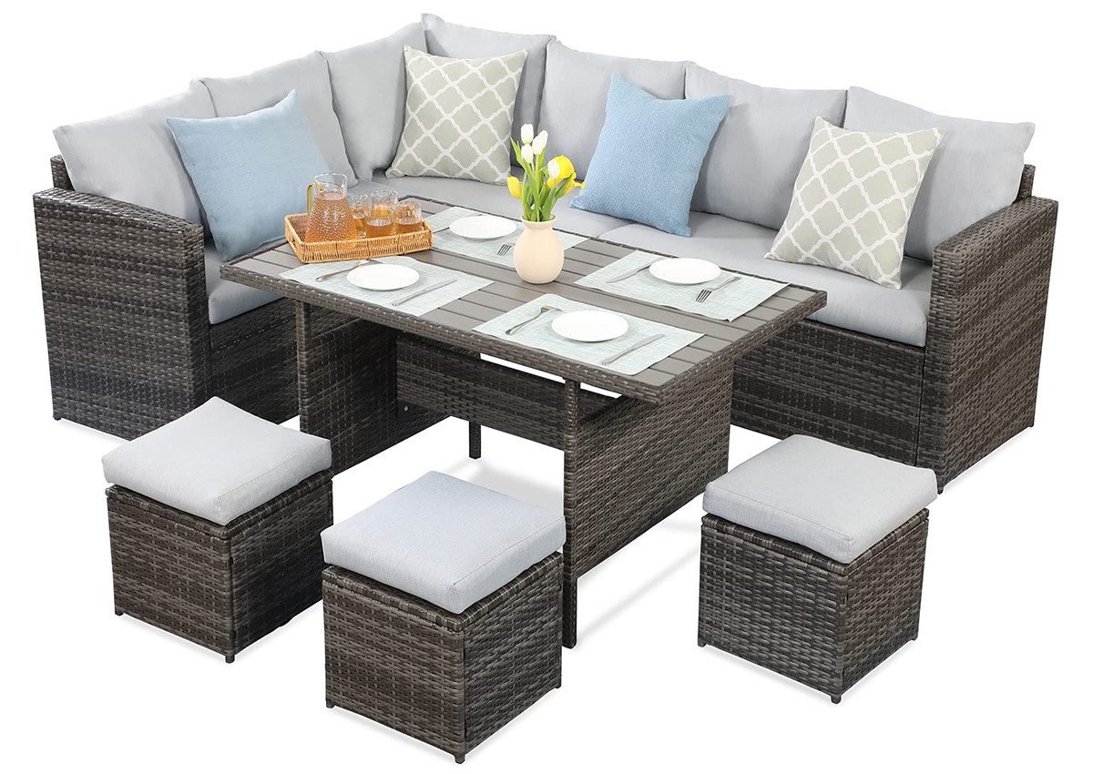 MeXo Gartenlounge-Set Rattan Lounge Gartenmöbelset wetterfeste günstig online kaufen