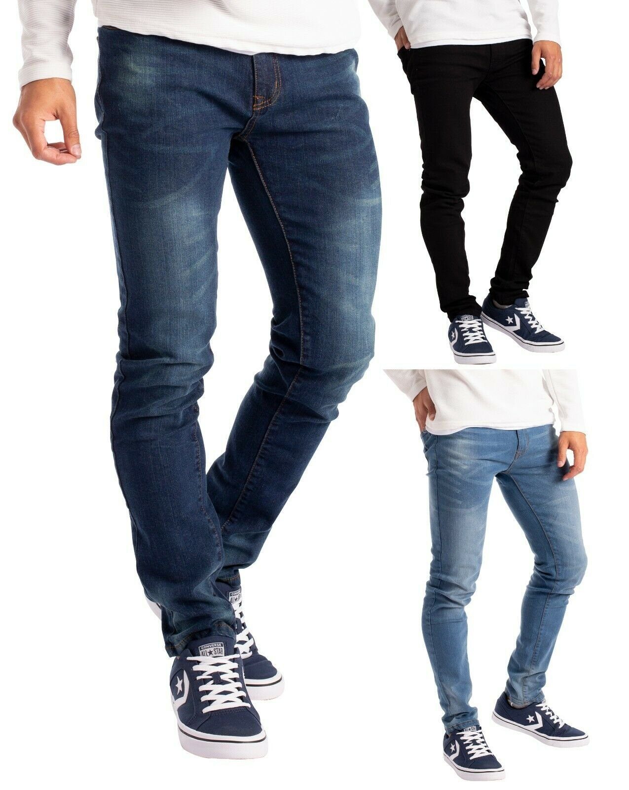 BlauerHafen Slim-fit-Jeans »Herren Slim Fit Jeanshose Stretch Designer Hose  Super Flex Denim Pants« Alle Größen von 28-40, erhältlich 30, 32 & 34  Beinlänge, 98% Baumwolle, 2% Stretch, 2 Seitentaschen, 2 Gesäßtaschen und 1  vordere Münztasche