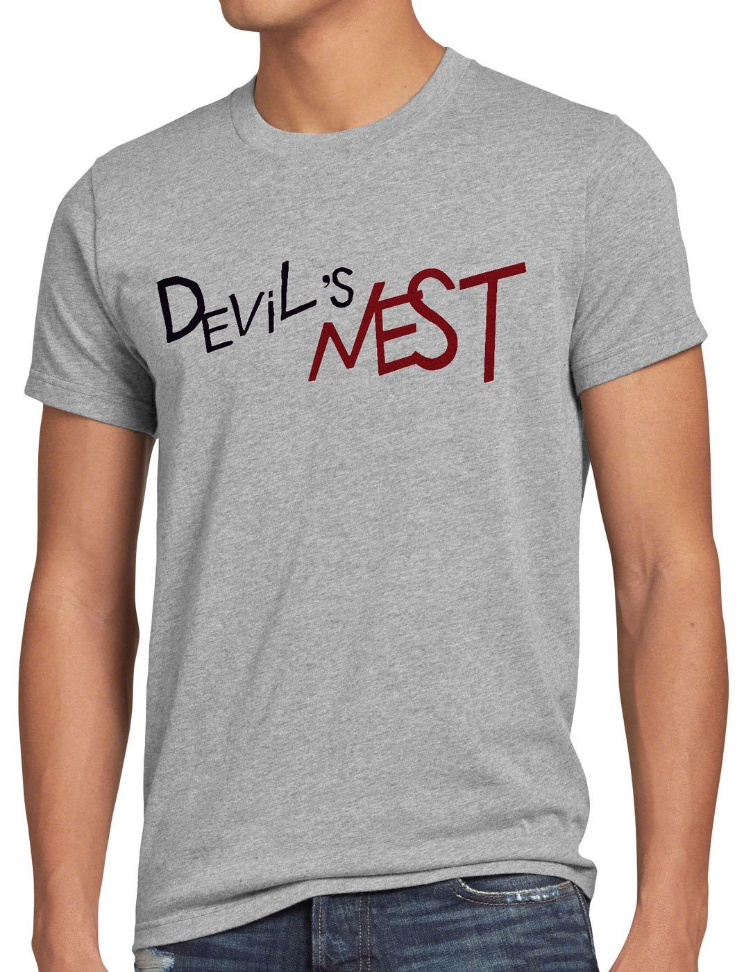 style3 Print-Shirt Herren T-Shirt Devils Nest Jungen Kostüm Cosplay Alchemist Anime Fan-Shirt grau meliert