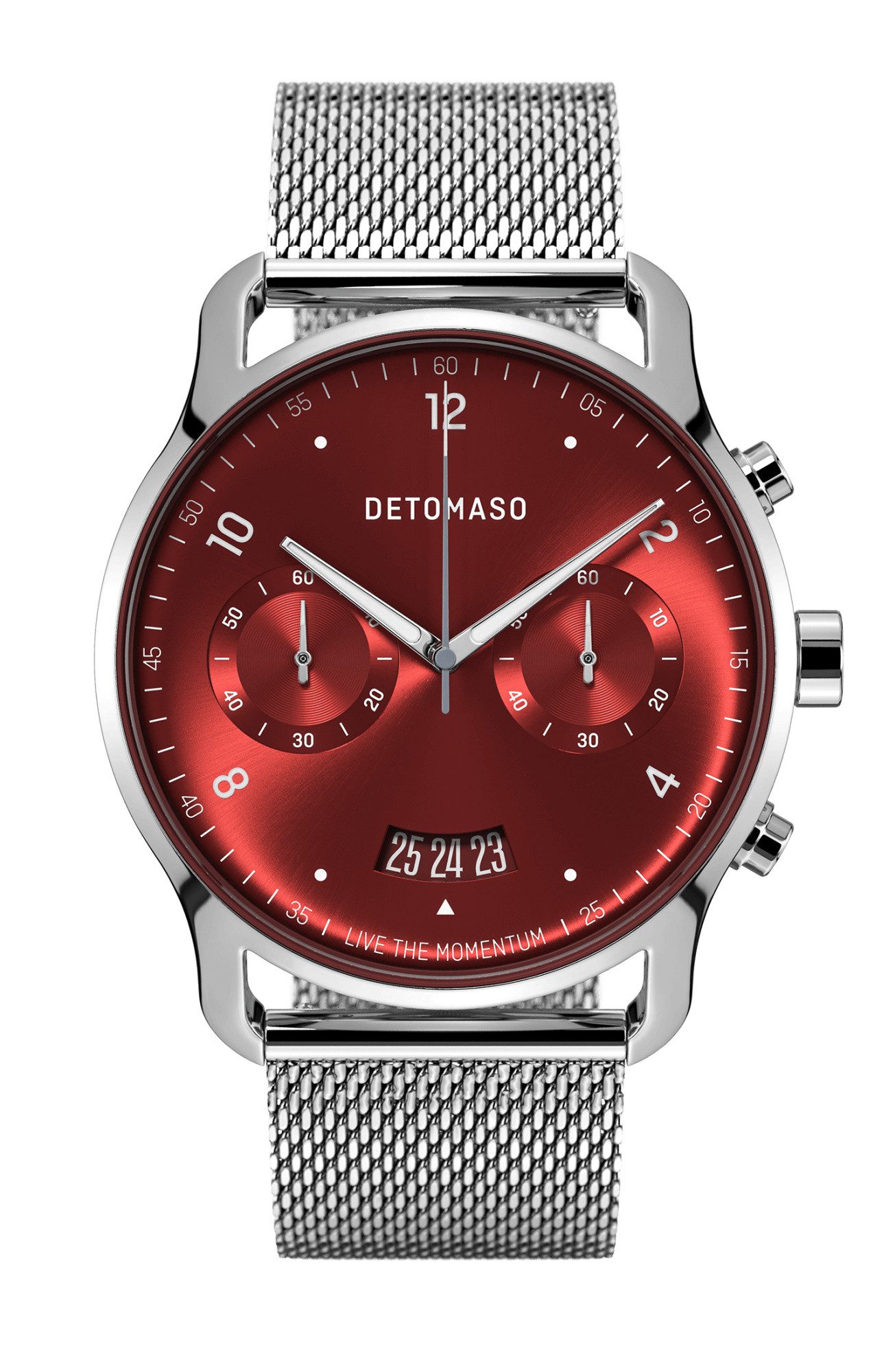 DETOMASO Quarzuhr SORPASSO CHRONO LE SILVER RED