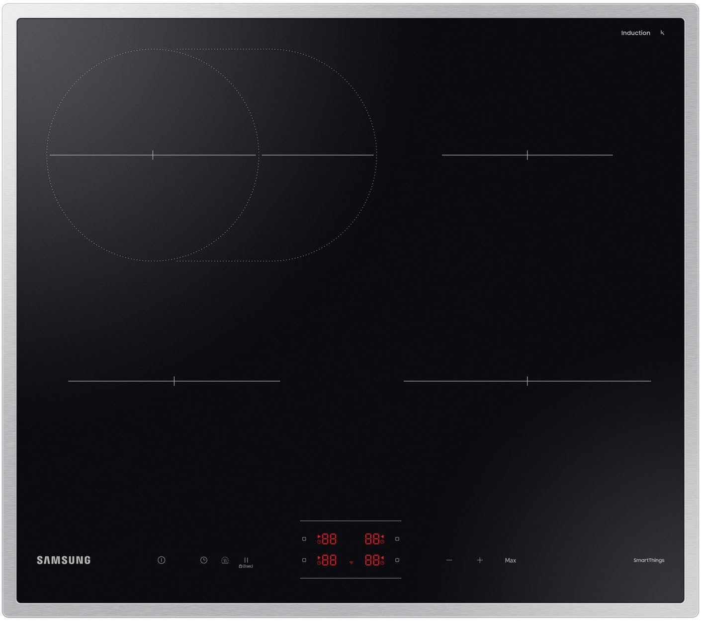 Samsung Induktions-Kochfeld NZ6000K NZ64B4015HK/U1, Höhe des Kochfelds beträgt nur 44mm & Ideal für ovale Pfannen & Töpfe