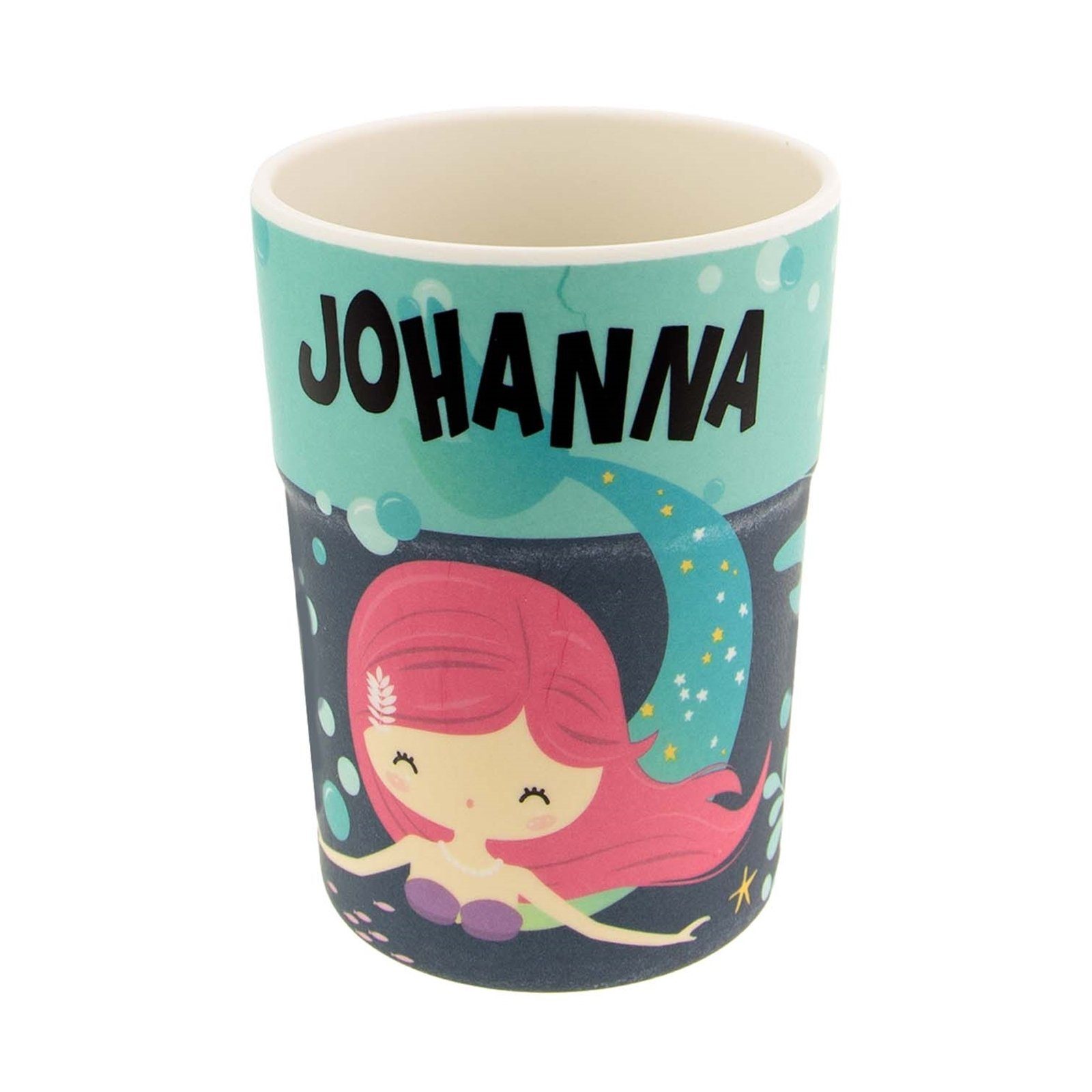 Namensbecher Milchbecher Kunststoff, HTI-Living Saftbecher Johanna, Trinkbecher Tasse Kinderbecher