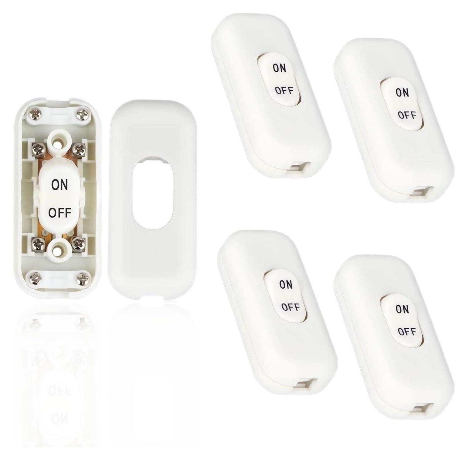 FELIXLEO Lichtschalter 4 Stück Lampenschalter 6A 250V Schalter für Lampe Weiß