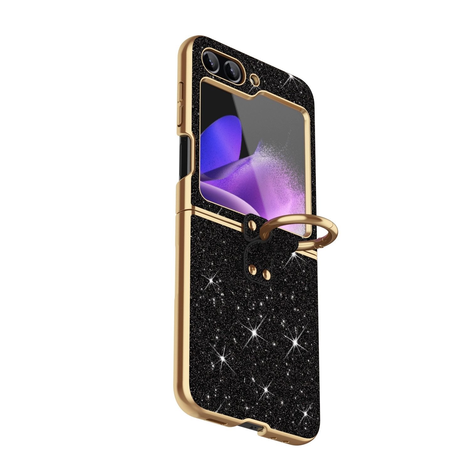 Wigento Handyhülle Für Samsung Galaxy Z Flip7 FE / Flip6 5G Glitzer Hülle Farbverlauf