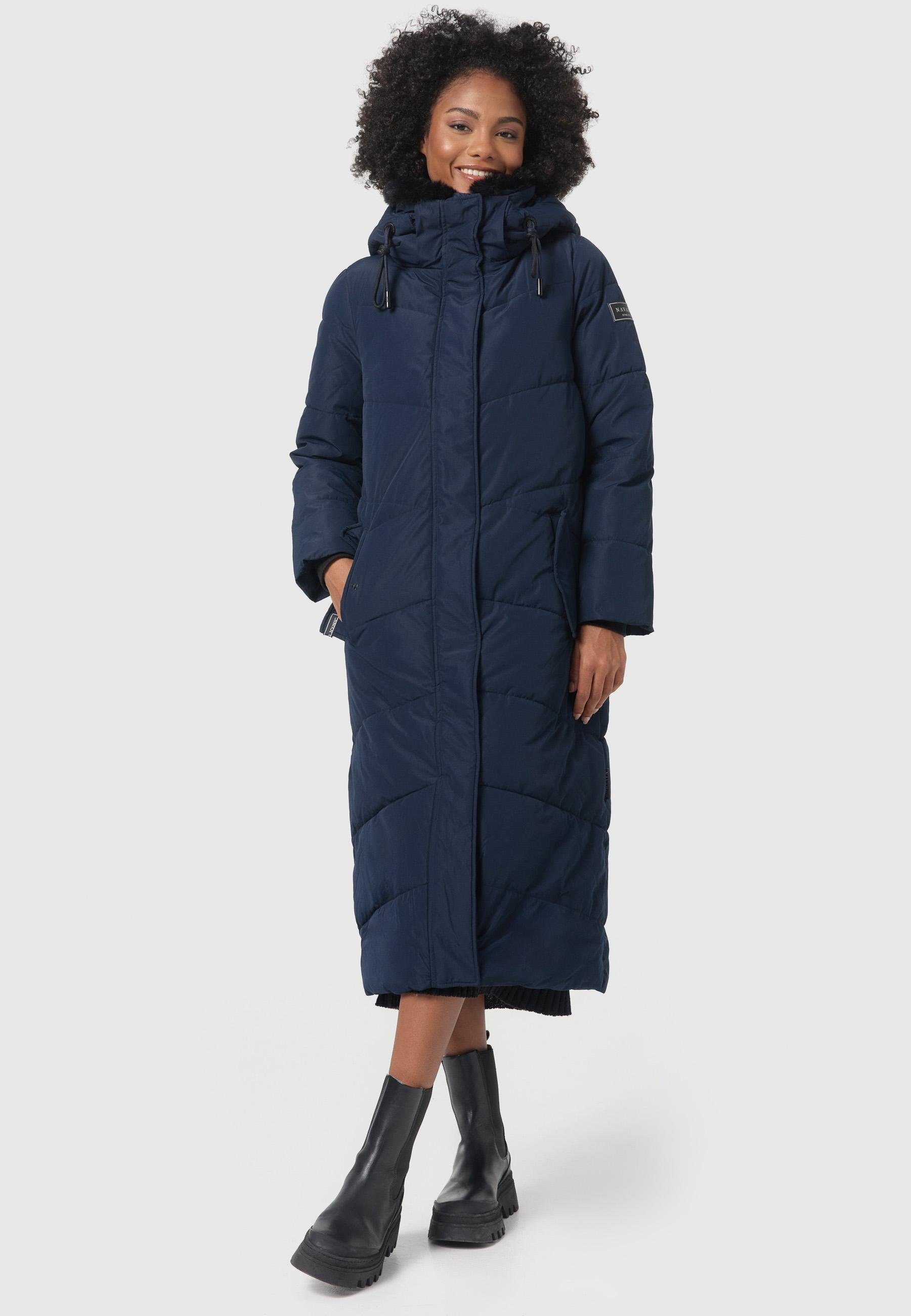 Navahoo Steppmantel Hingucker XIV Damen Wintermantel mit abnehmbaren Kunstfellkragen