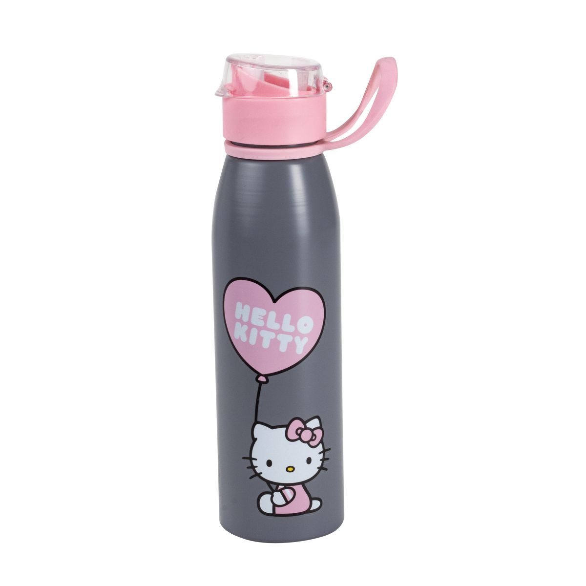 p:os Trinkflasche Trinkflasche Hello Kitty mit Trageschlaufe grau 480ml