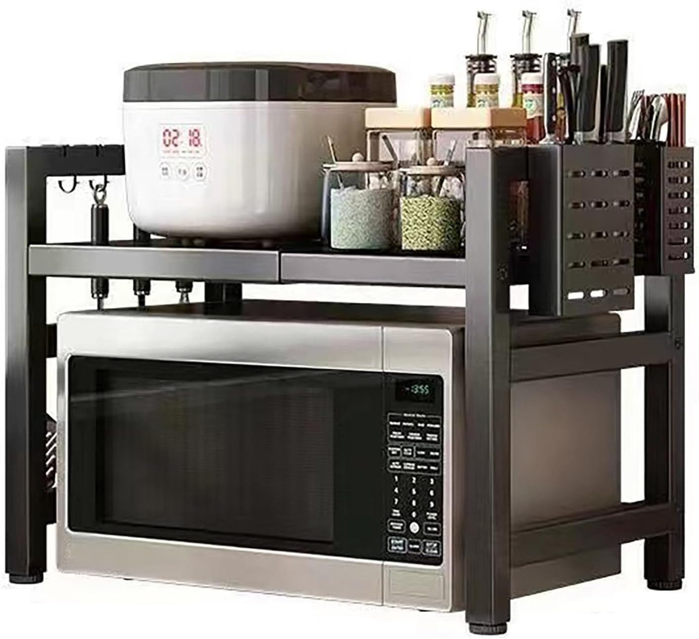 OKWISH Küchenregal Mikrowellenregal Bäckerregal Gewürzregal mit 6 Haken, 2- günstig online kaufen