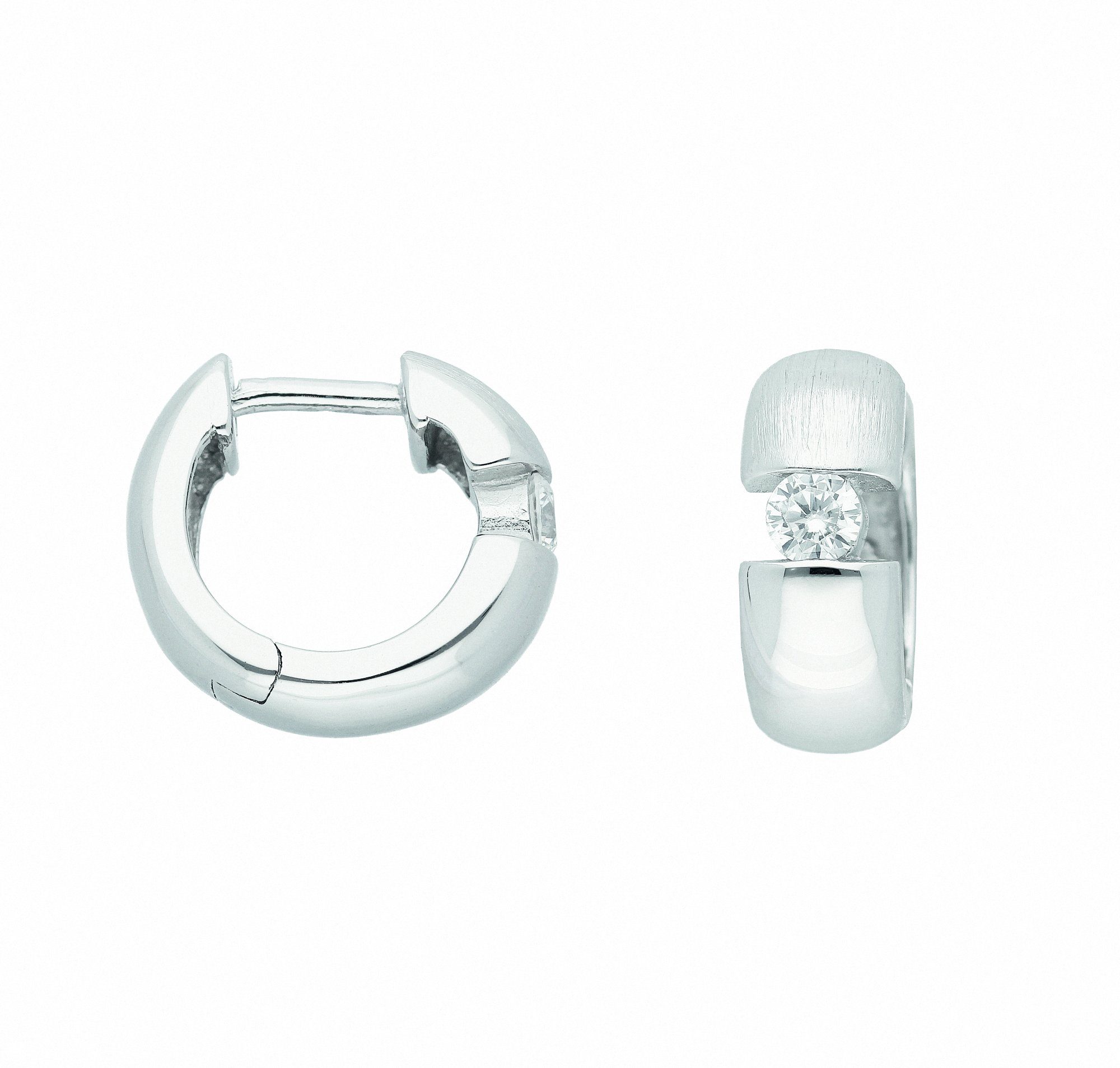 Adelia´s Paar Ohrhänger 1 Paar 925 Silber Ohrringe / Creolen mit Zirkonia Ø  12,9 mm, mit Zirkonia Silberschmuck für Damen