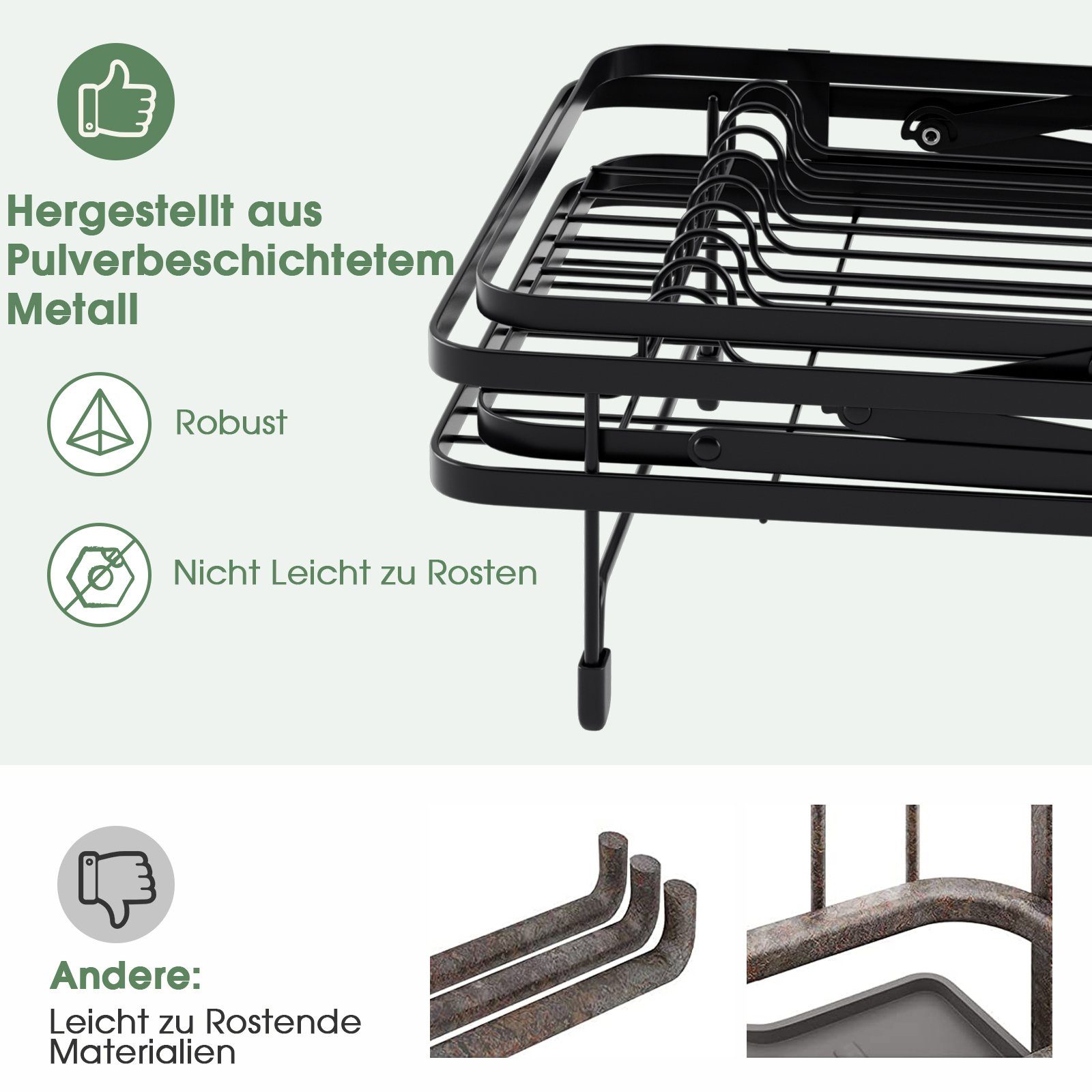 mit & Geschirrständer, Utensilienhalter COSTWAY 360° Auslauf, klappbar