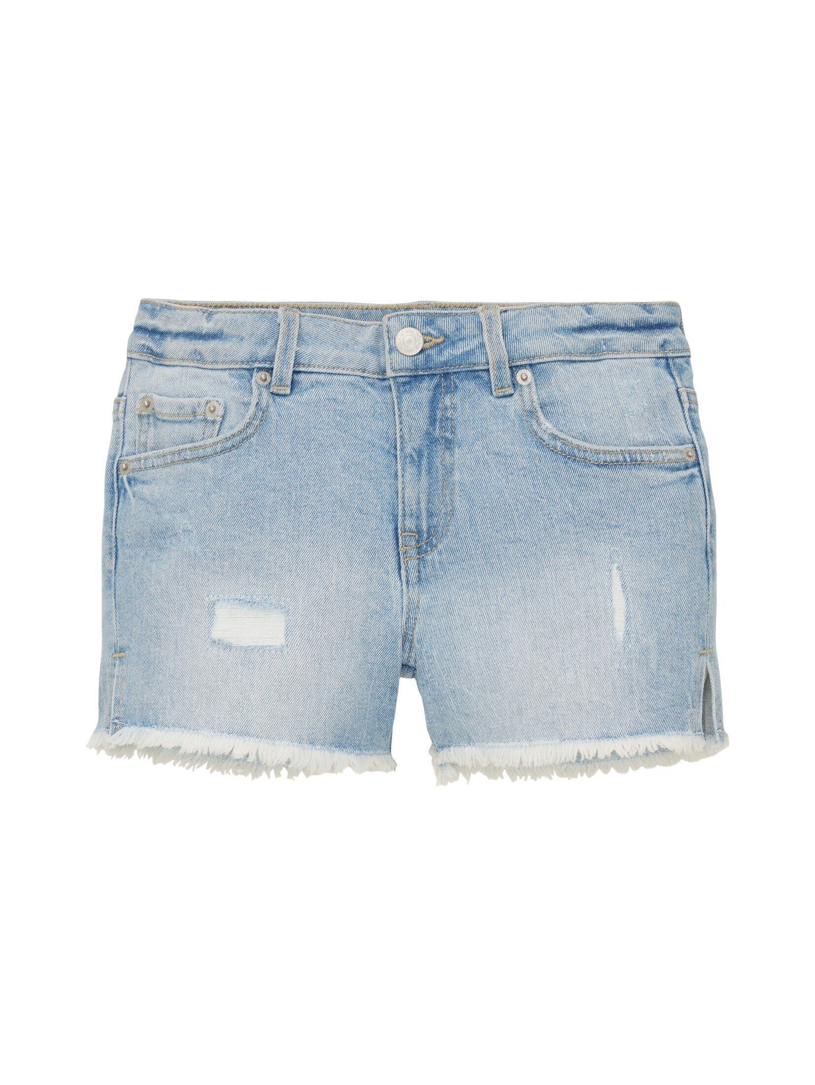 TOM TAILOR Jeans Used-Look, atmungsaktiver im Baumwolle weicher Aus Shorts Jeansshorts und