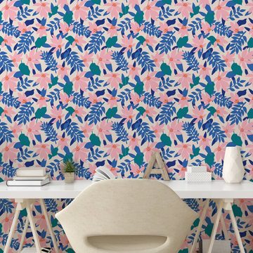 Abakuhaus Vinyltapete selbstklebendes Wohnzimmer Küchenakzent, Abstrakt Weiche Exotische Blumen-Blätter