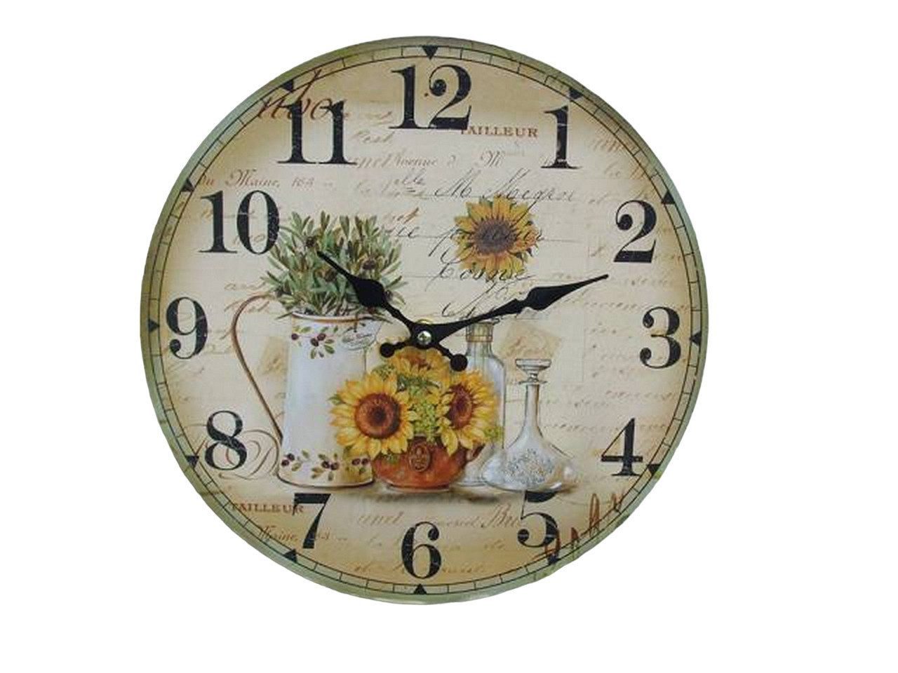 Ambiente Haus Wanduhr Wunderschöne, Wanduhr mit Sonnenblumen, 28 cm, Landha günstig online kaufen