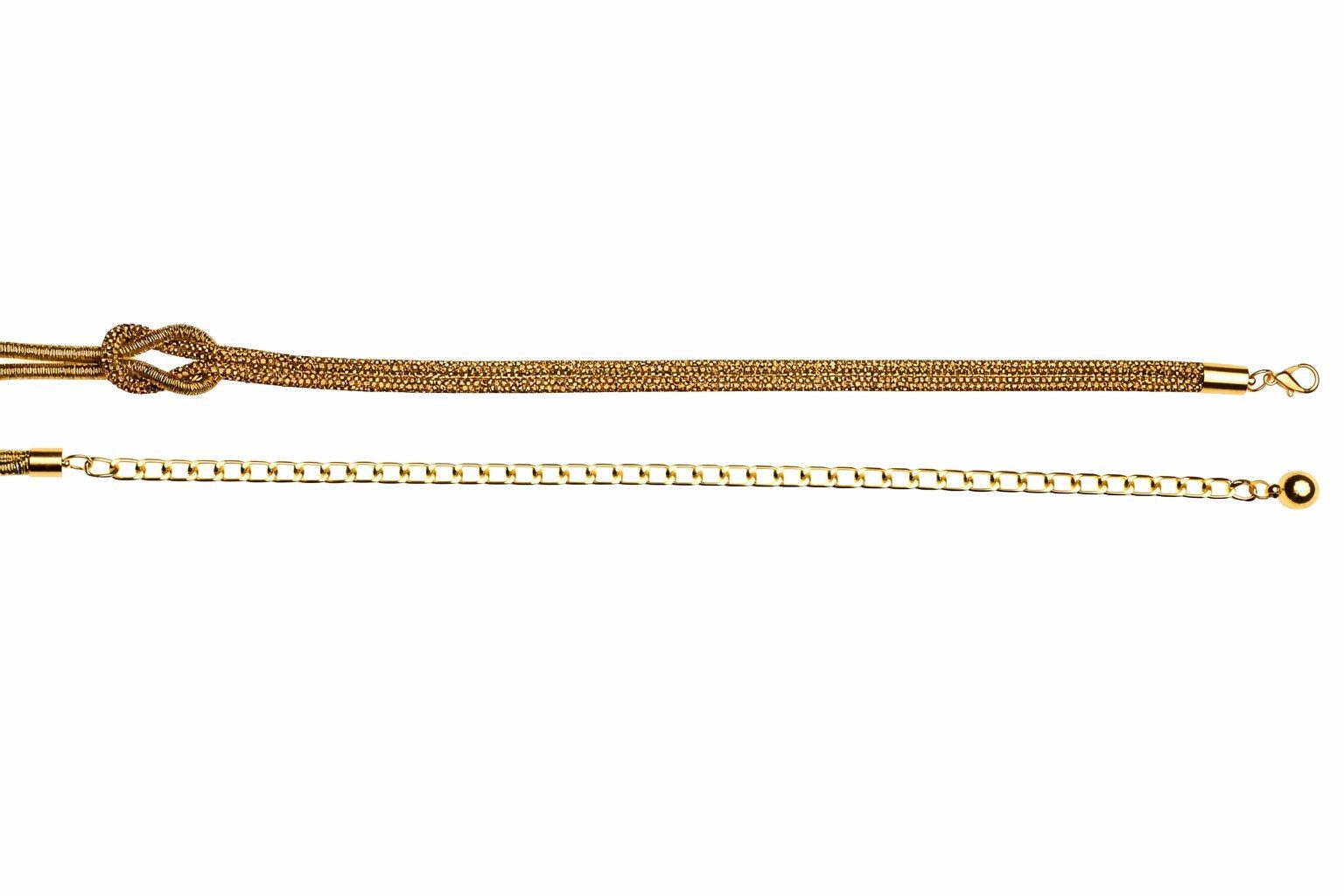 Cassandra Accessoires Kettengürtel Damen Taillenkette Hüftkette Gold - mit Knoten-Design und Strass