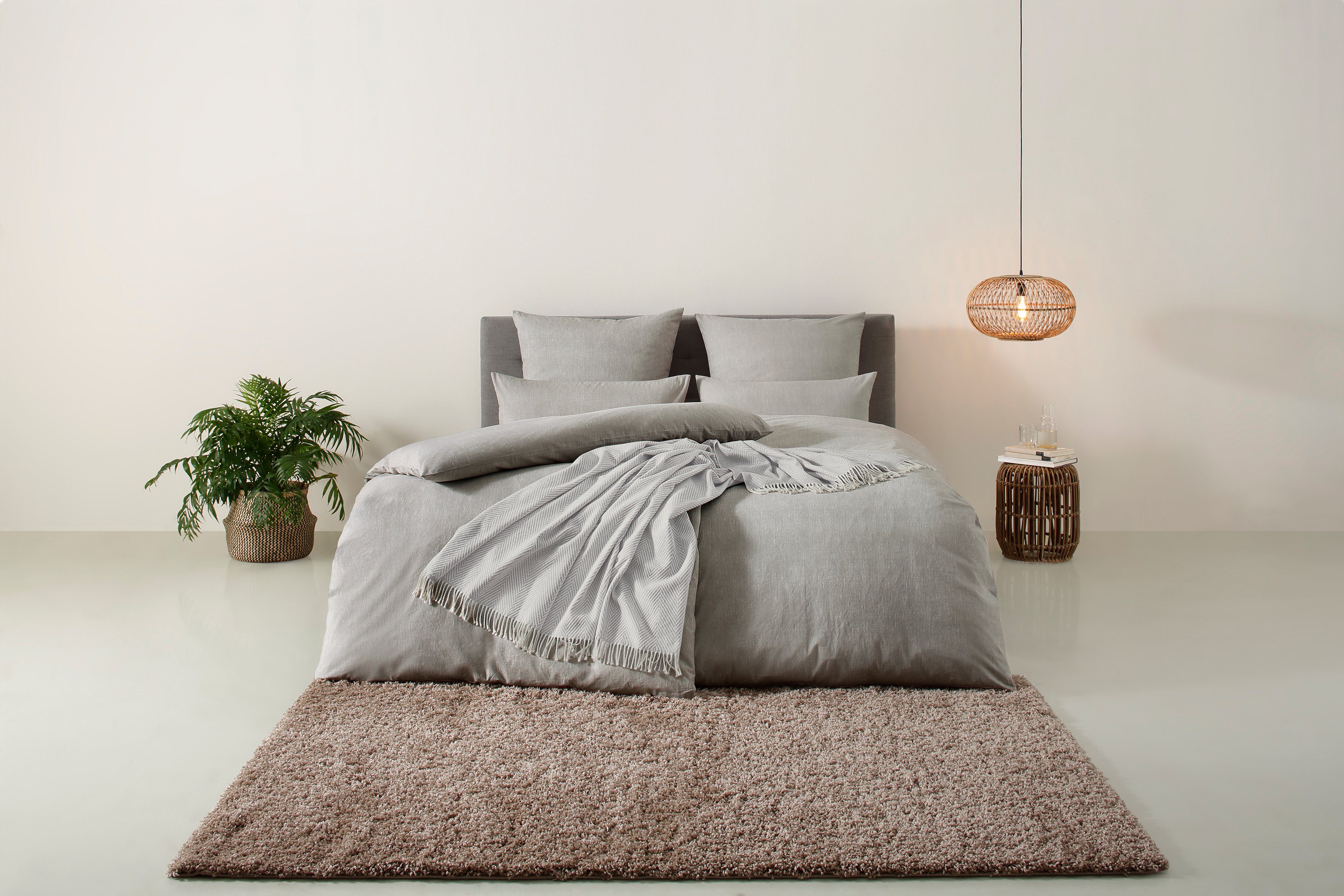 OTTO home Bettwäsche Melli, Biber (180g/m), 2 teilig, Bettwäsche aus Baumwolle, Leinen-Look in Melange-Optik