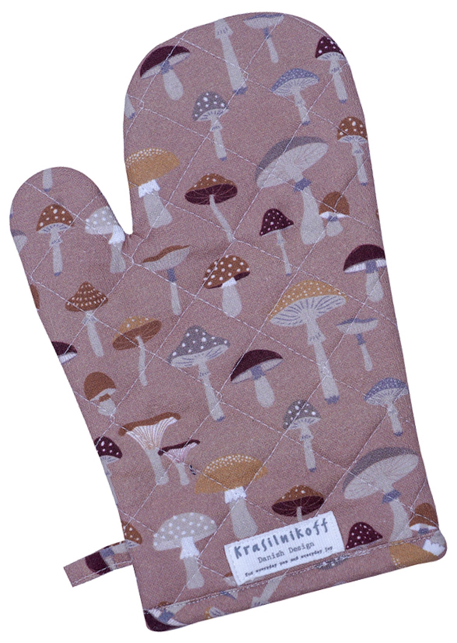 Krasilnikoff Topfhandschuhe Mushroom, (1-tlg., 1-teilig), Ofenhandschuh wattiert Größe: ca.18x30cm
