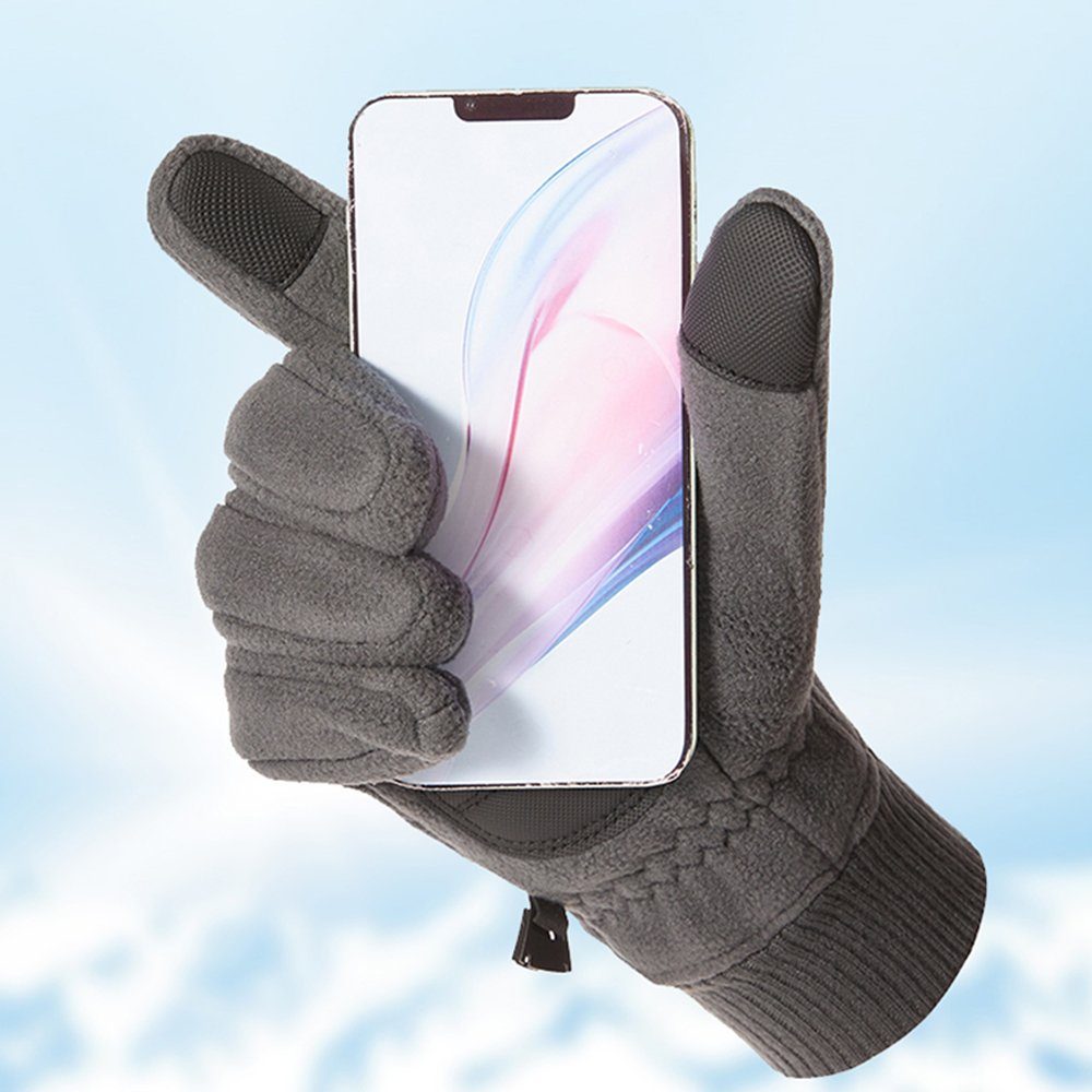 LAPA HOME Fleecehandschuhe Skihandschuhe Touch-Screen Winterhandschuhe für Damen Themro Rutschfest, und Anti-Verlust Sporthandschuhe Fleece Damen-Grau Herren Handschuhe