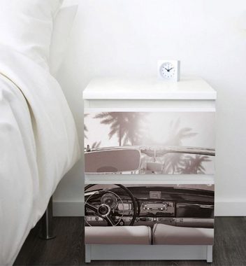 MyMaxxi Möbelfolie Kommodenaufkleber Malm Windschutzscheibe eines Oldtimer schwarz weiß