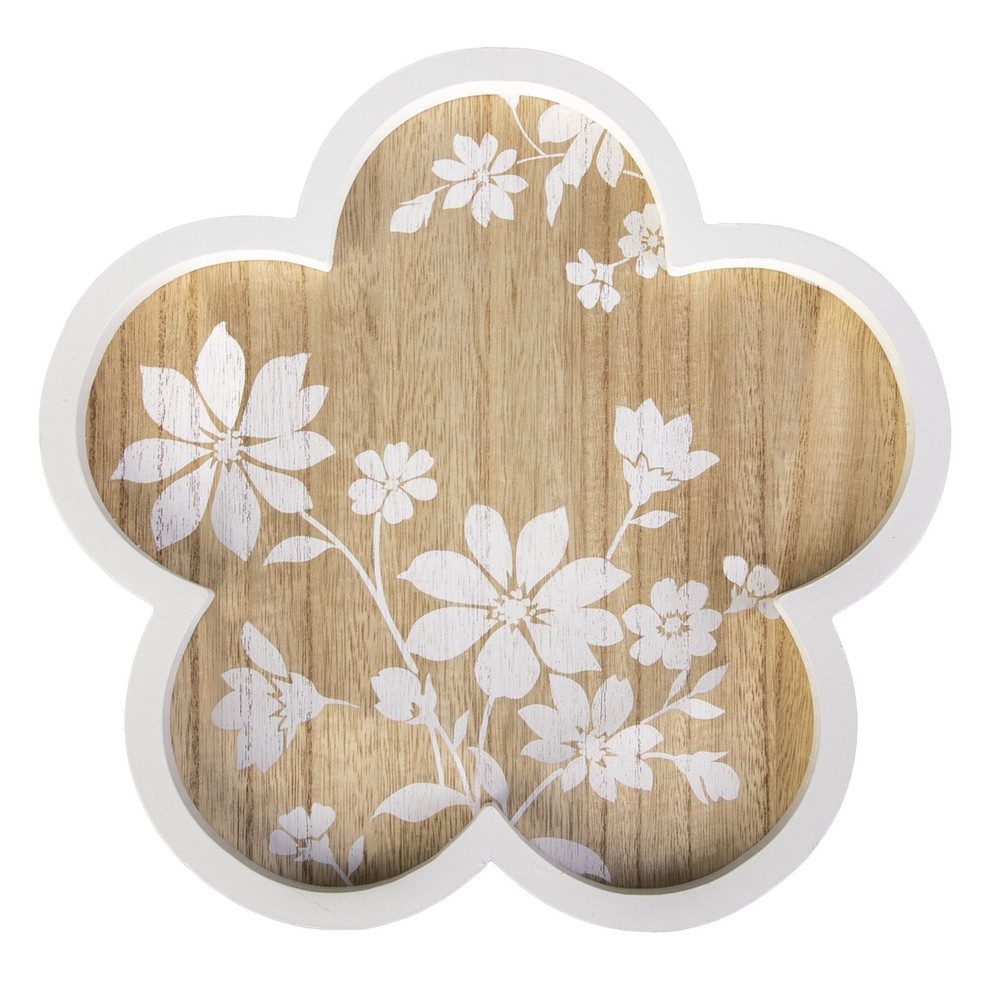 MICA Dekoteller Dekotablett in Blumenform - weiß/braun - ca. 29 x 2 x 28,5 günstig online kaufen