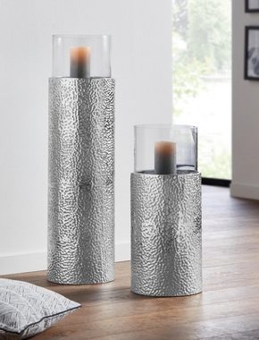 Home affaire Windlicht (1 St), Bodenwindlicht, aus Metall, mit Glaseinsatz, ideal für Stumpenkerzen