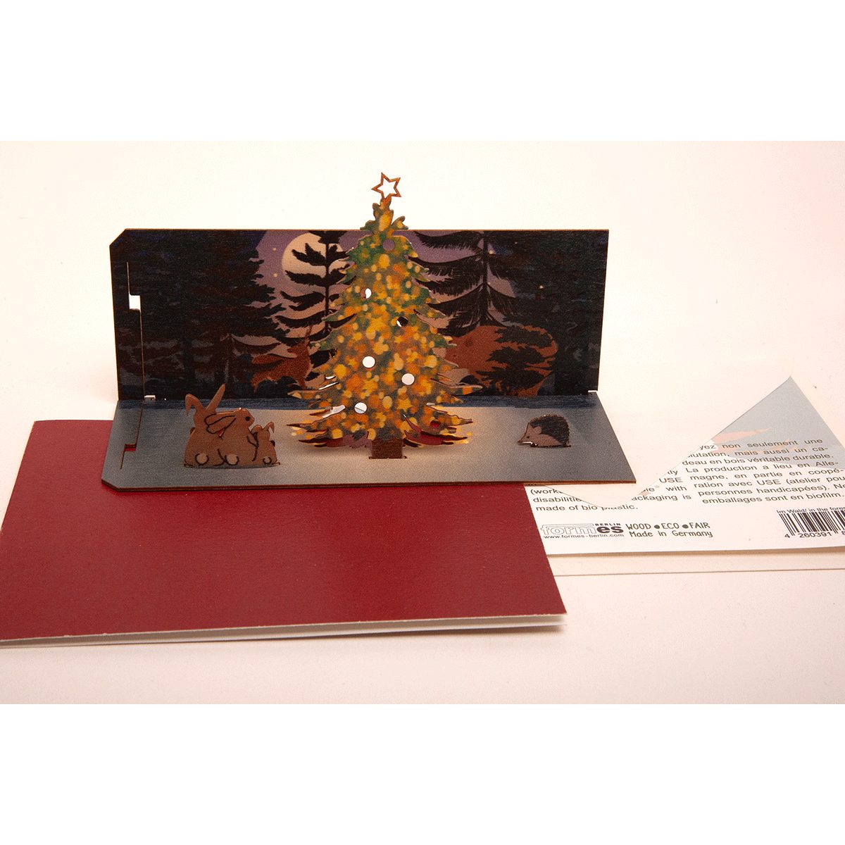 Grußkarte Pop Up-Holzpostkarte »Weihnachten im Wald«.