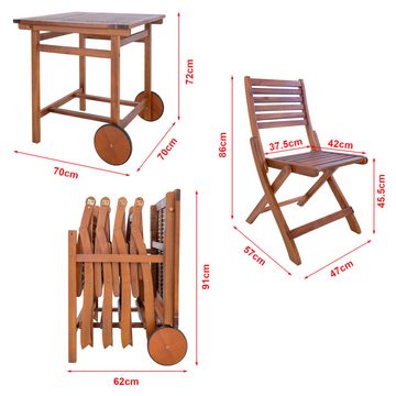 en.casa Garten-Essgruppe, (Set, 5-tlg., 1 Tisch, 4 Stühle), »Ancarano« Akazienholz Holzfarben