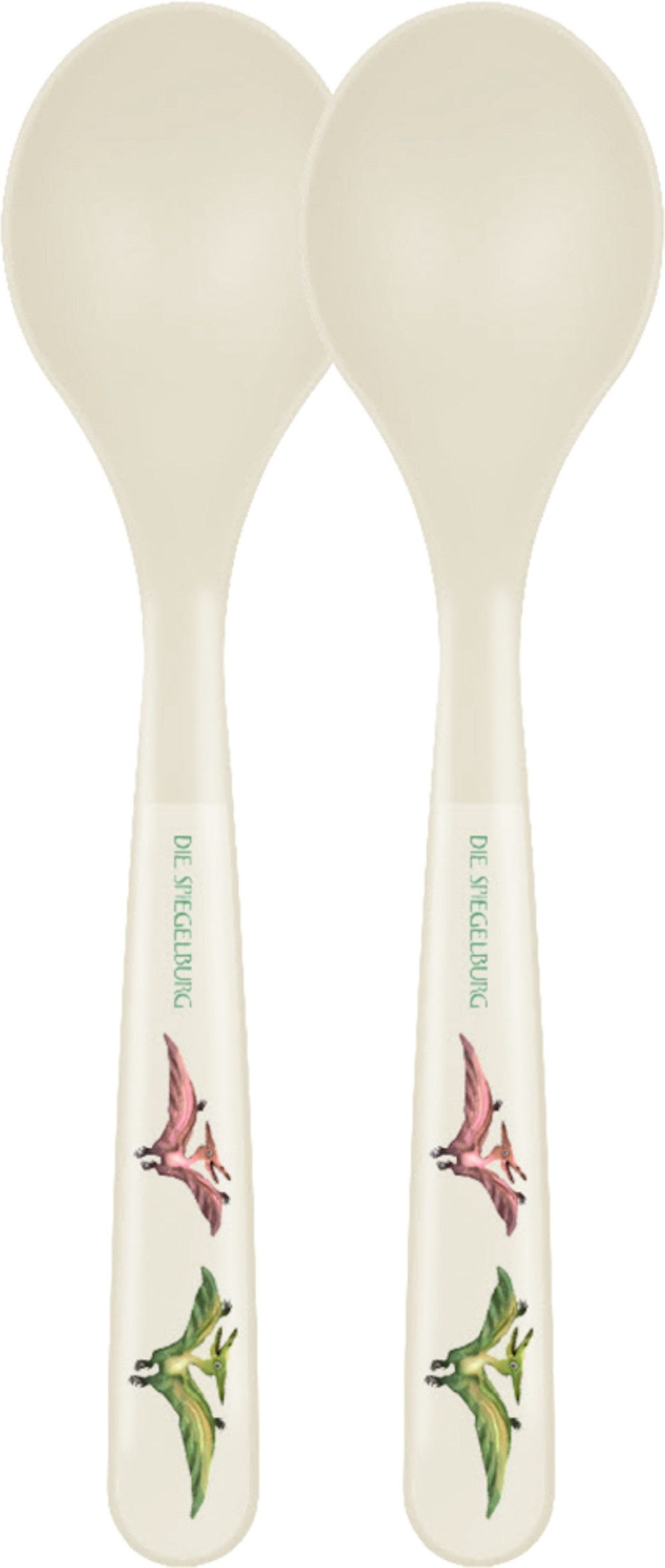 COPPENRATH DIE SPIEGELBURG Kunststofflöffel Kinderlöffel Löffel 2er-Set - Dino Friends (2 Stück), bruchsicher, leicht zu reinigen