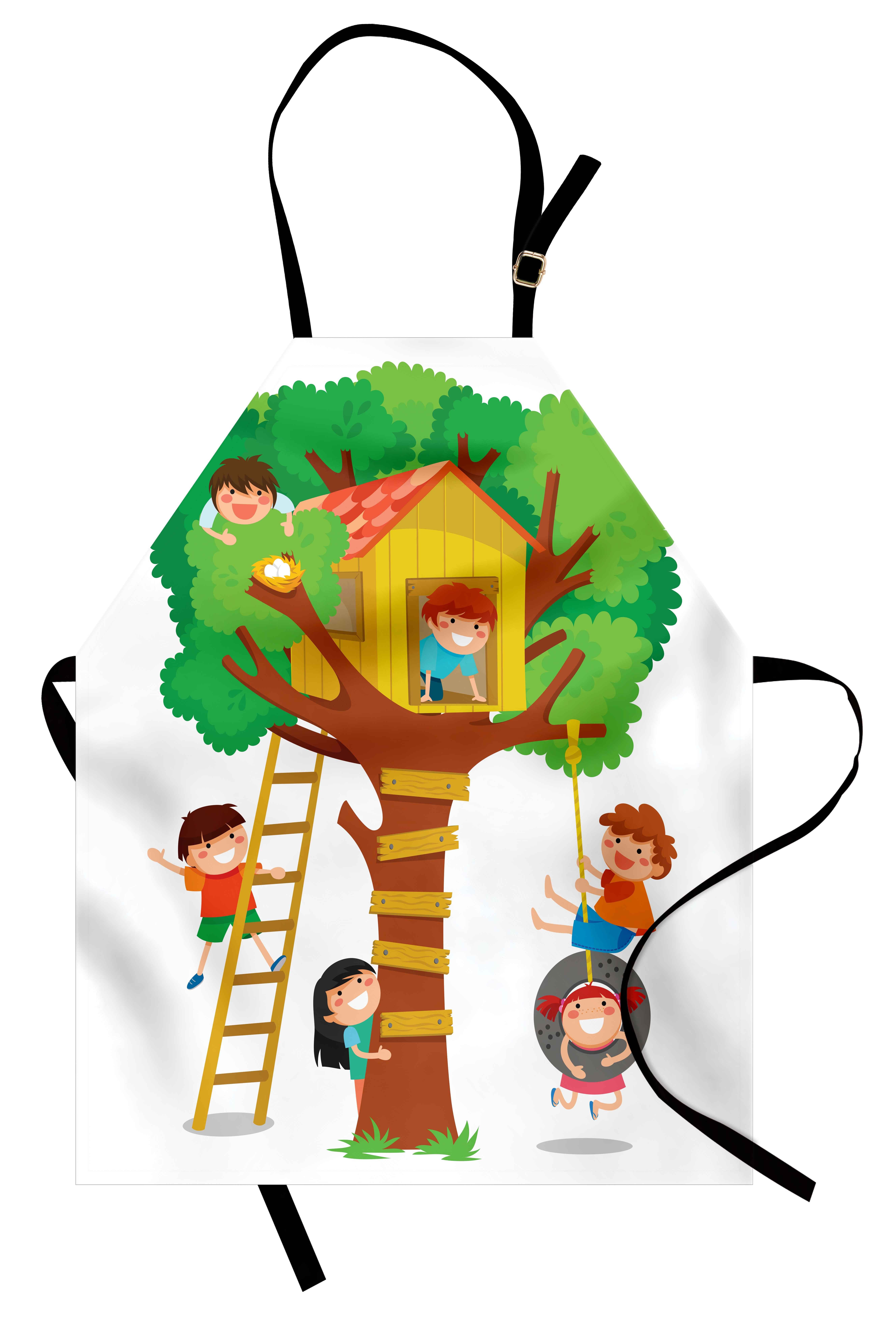 Abakuhaus Kochschürze Höhenverstellbar Klare Farben ohne verblassen, Kindergarten Junge Mädchen in einem Baumhaus