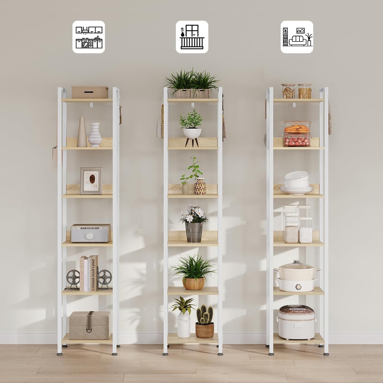 Woltu Standregal, mit 6 Ebenen, 4 Haken, Küchenregal Lagerregal günstig online kaufen