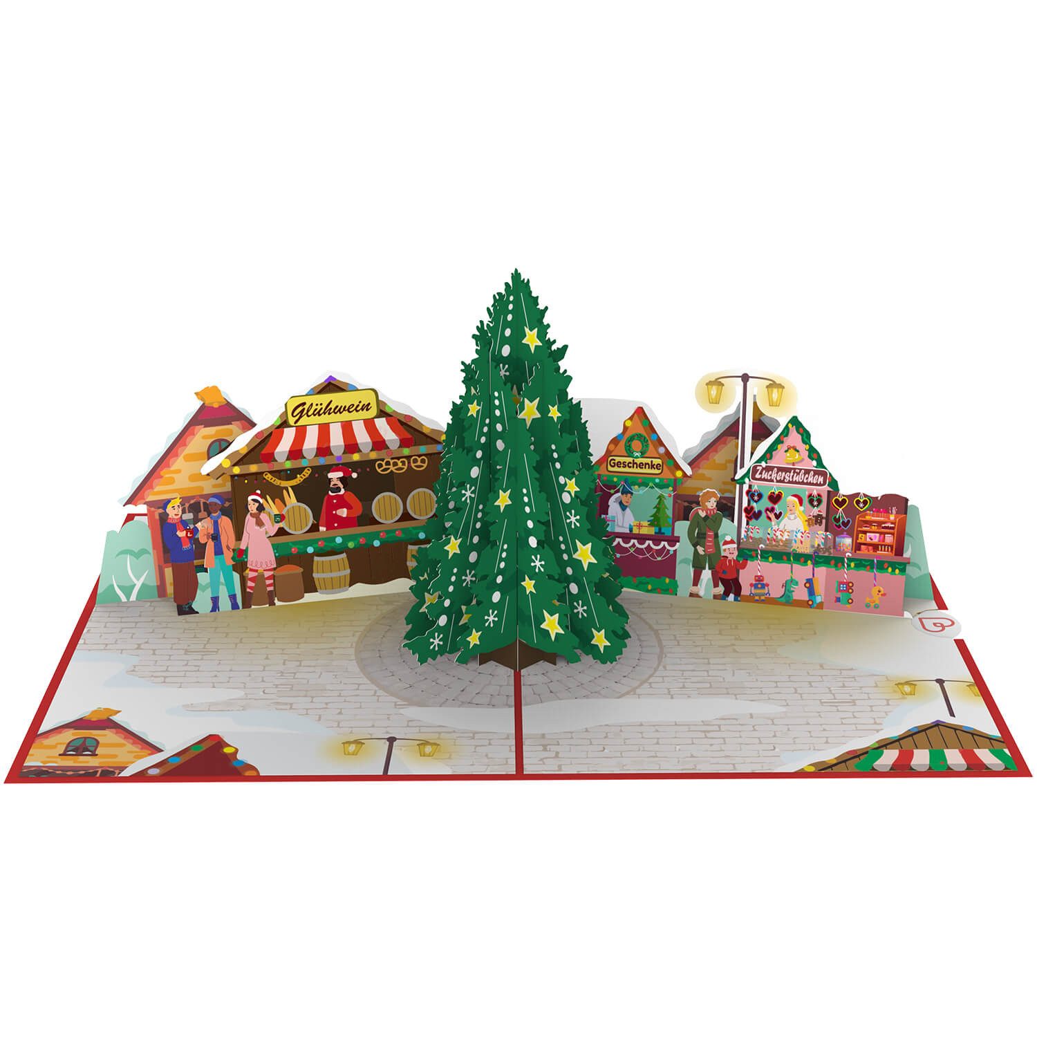 papercrush Weihnachtskarte Weihnachtsmarkt Pop-Up Karte, Handgemacht, Lasergeschnitten, Pop-Up