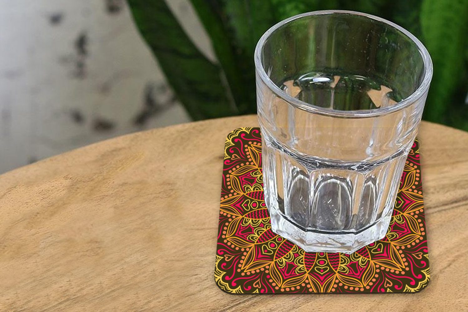 MuchoWow Glasuntersetzer Muster - Mandala Gläser, Tischuntersetzer, für Tasse Korkuntersetzer, Zubehör Untersetzer, - 6-tlg., Pflanzen, Glasuntersetzer
