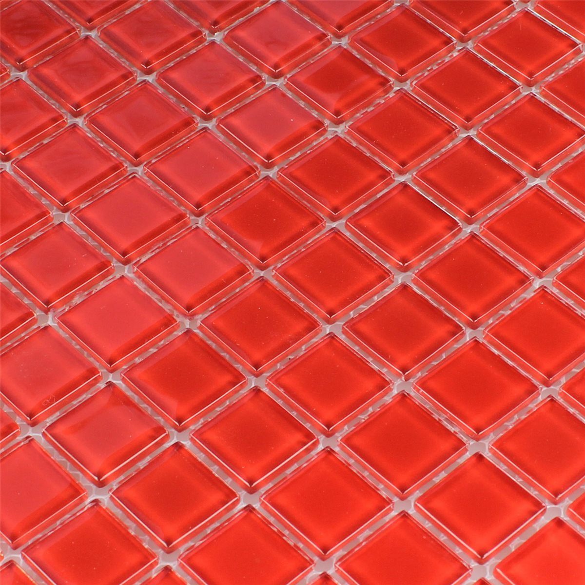 Mosafil Mosaikfliesen Glasmosaik Fliesen Tivoli Rot Uni, Glas 32.700x30.200, rot, Verlegefertig auf ein Netz geklebt - Frostsicher - Wasserfest