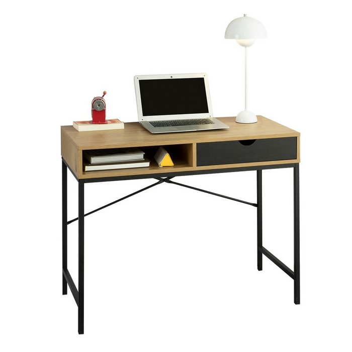 SoBuy Schreibtisch FWT81 Computertisch mit 1 Schubladen und 1 offenen Fach Arbeitstisch Bürotisch für Home-Office Industrie-Design