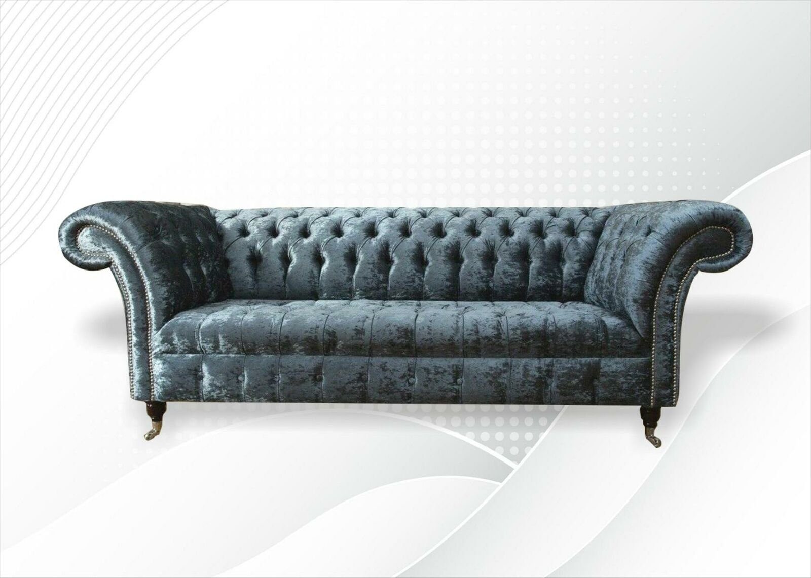 JVmoebel Chesterfield-Sofa, Chesterfield Moderne Couchen xxl Design sofas Stoff Wohnzimmer Grau Sofa Möbel
