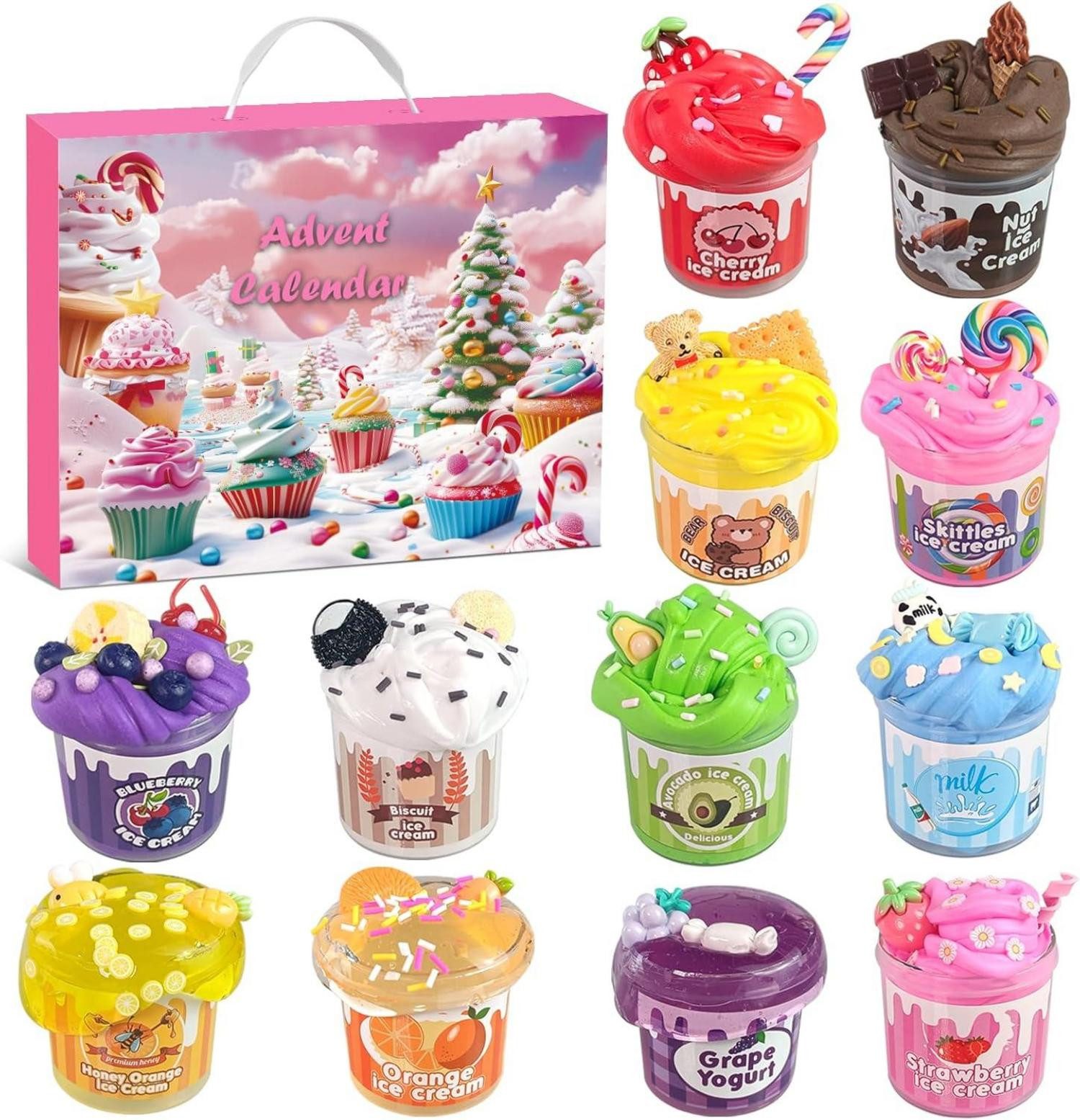 LuxusKollektion Адвент-календарь своими руками Календари 2024 Kinder DIY Fluffy Crystal Slime Countdown
