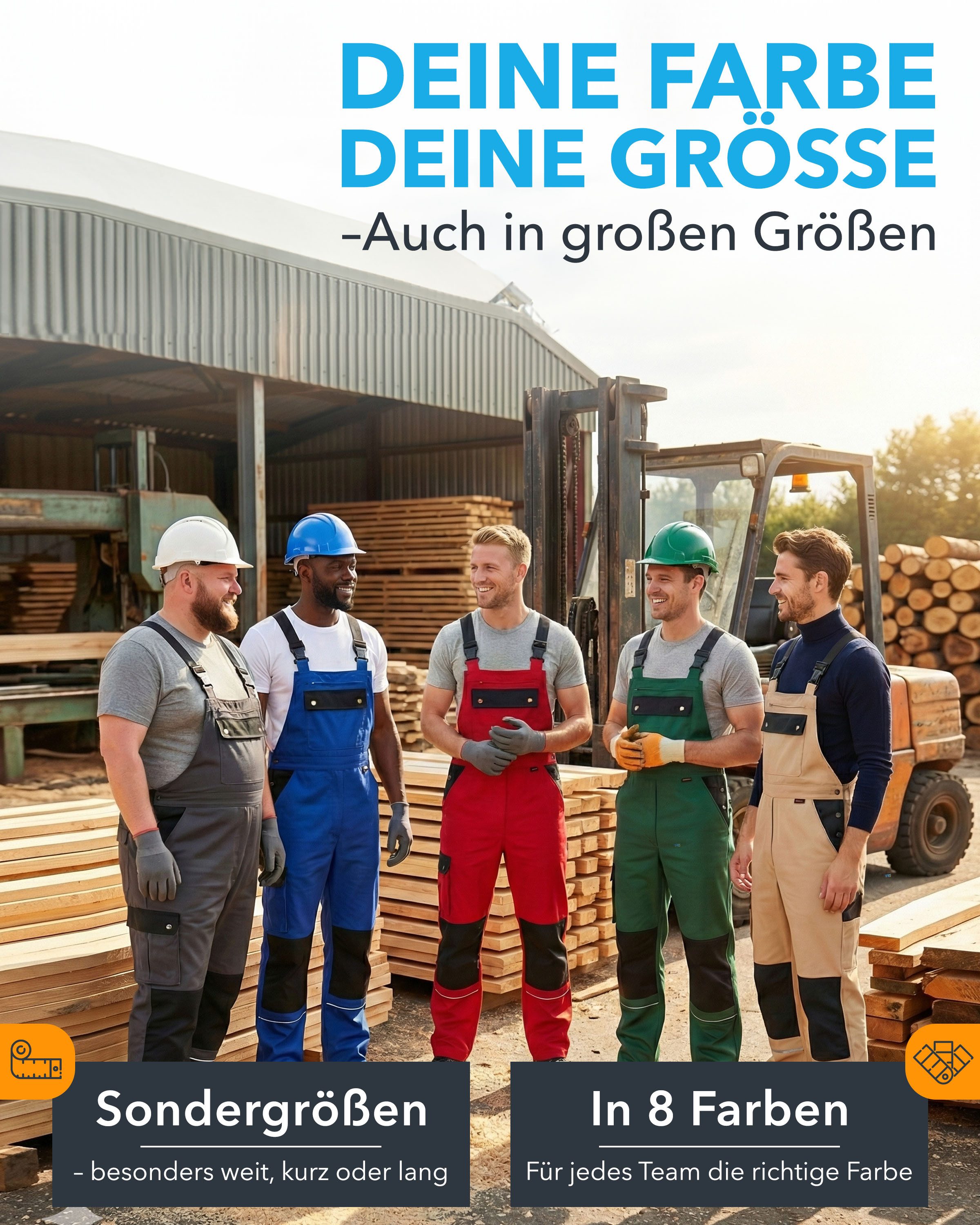 TMG International Arbeitslatzhose Latzhose Arbeitshose Cargohose Overall Blaumann