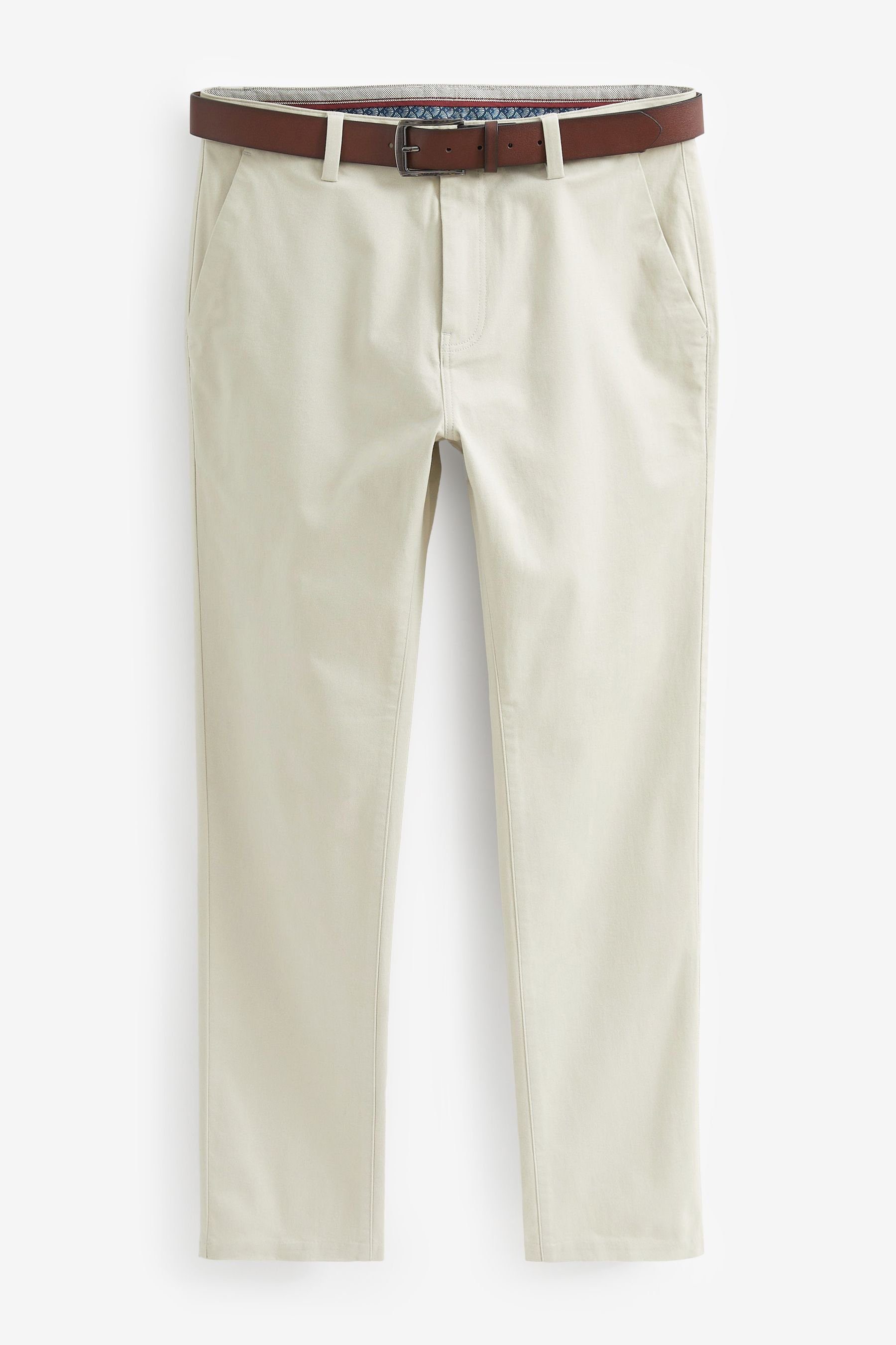 Next Chinohose Weiche Slim Fit Chinohose mit Gürtel (2-tlg) günstig online kaufen
