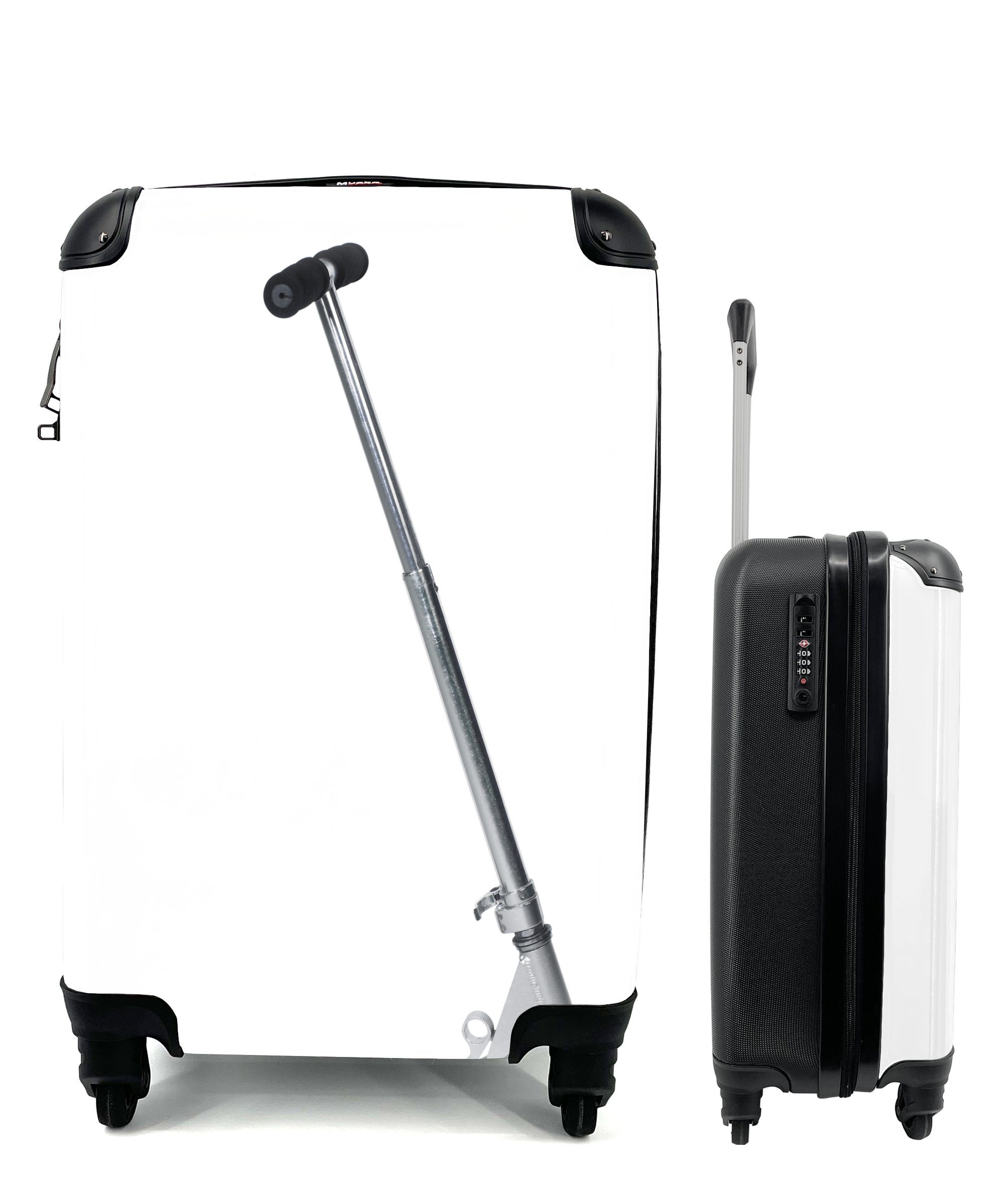 weißen Ferien, Hintergrund, 4 Reisetasche Eine Trolley, einem vor Handgepäckkoffer Handgepäck Reisekoffer MuchoWow mit rollen, Rollen, für Stufe
