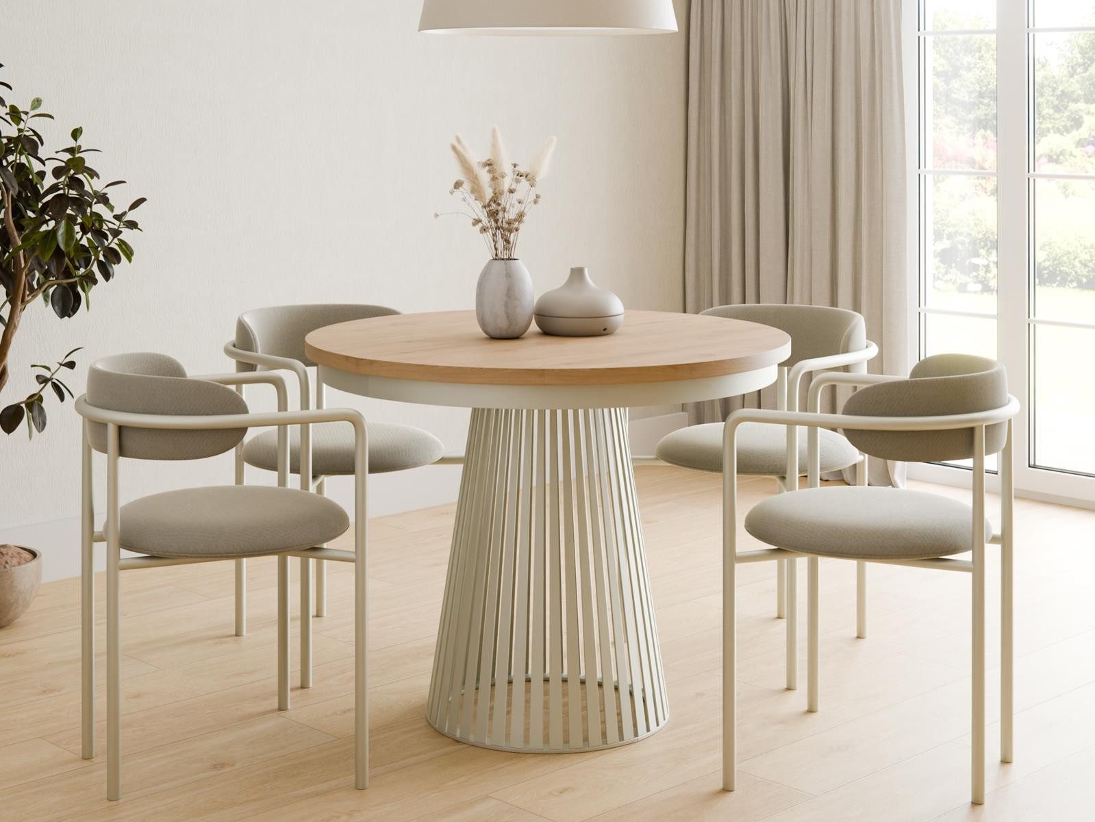 Compleo Esstisch Rund, Säulengestell mit Rillenstruktur DAST (TOPSELLER), A günstig online kaufen