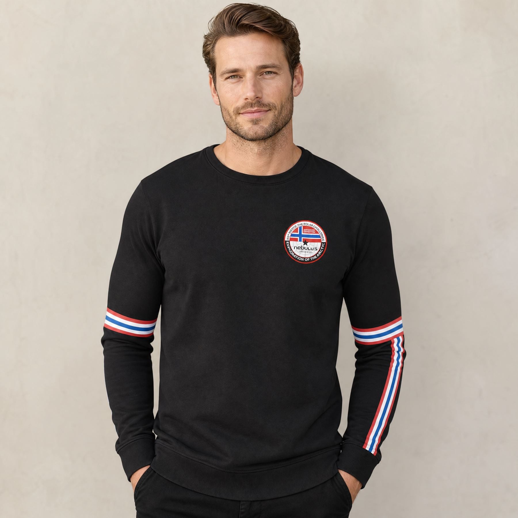 Nebulus Sweatshirt STRIPE, P5037 - Herren, schwarz, S