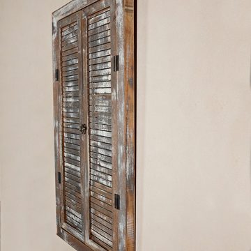 Mucola Wandspiegel Wandspiegel Spiegel Dekospiegel Fensterladen Ablage Shabby Weiß Braun