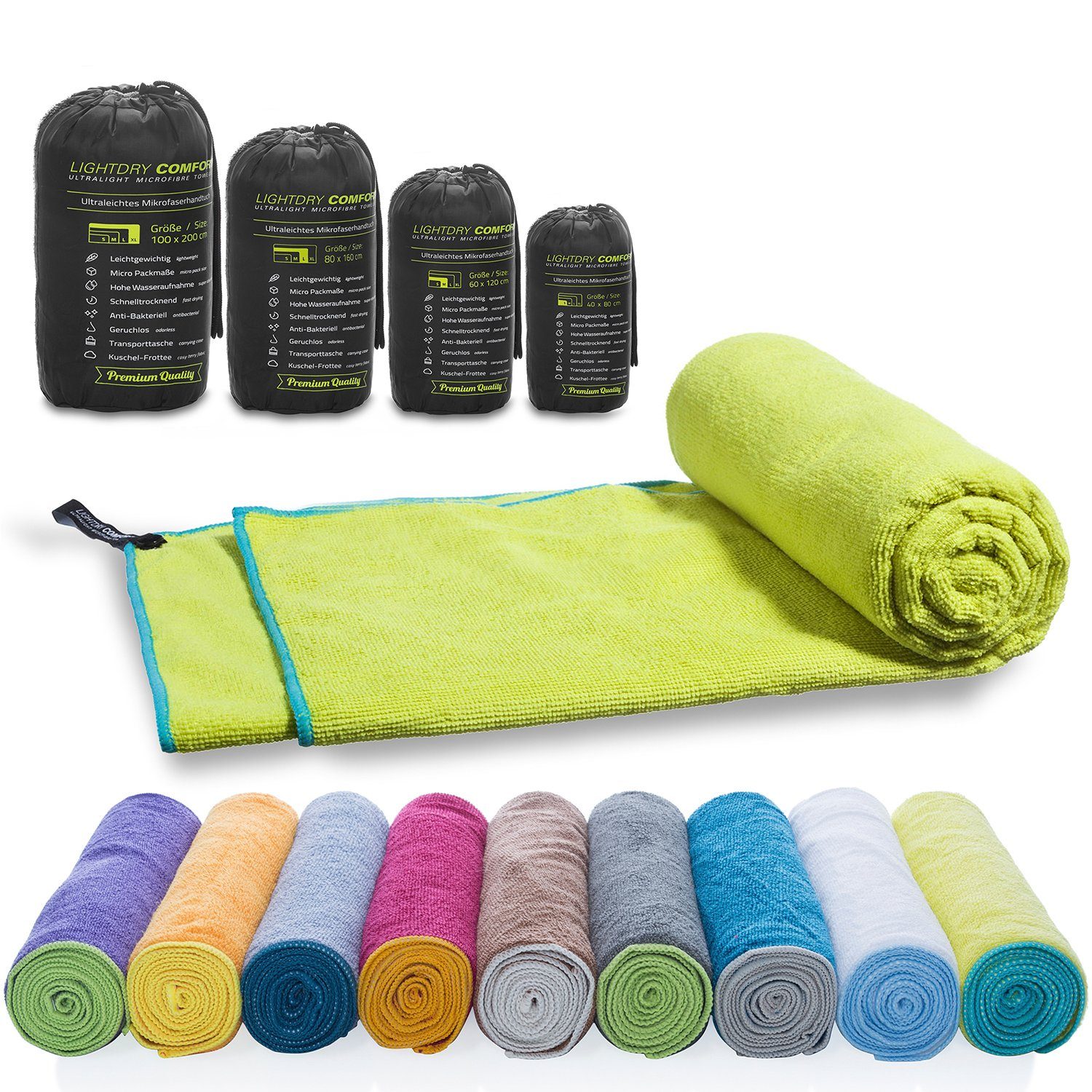 LightDry Reisehandtuch LightDry Reisehandtuch – Leichtes Mikrofaser-Sport und Strandhandtuch, Sport, Strand & Badehandtuch