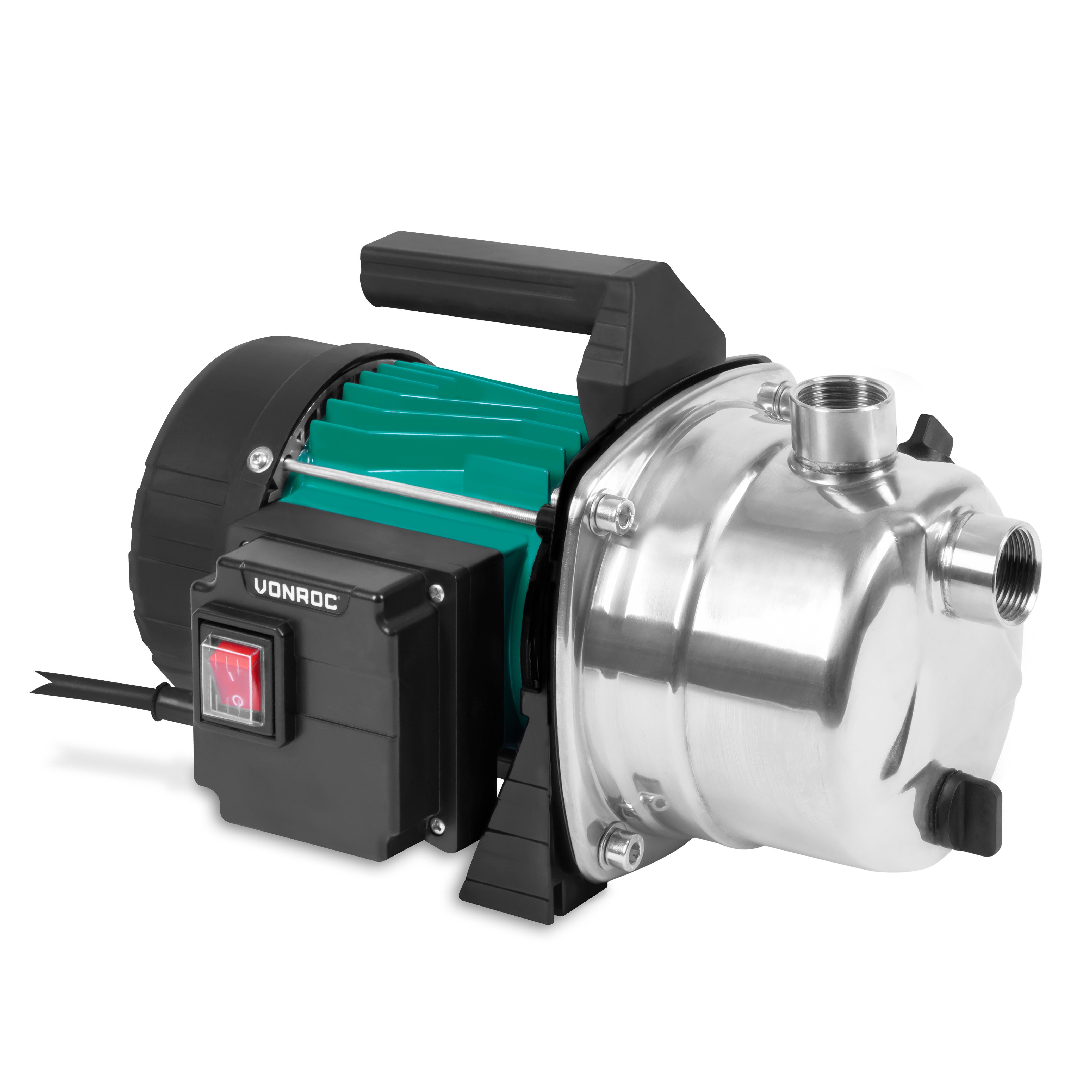 VONROC Gartenpumpe Automatische Wasserpumpe (1000W, 3500l/h, 4,4bar - Kreiselpumpe mit STST Pumpengehäuse), Zur Bewässerung des Gartens/Rasens