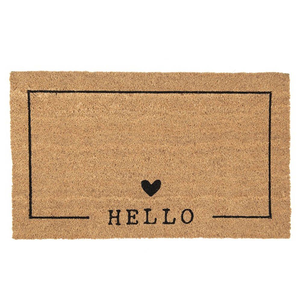 Fußmatte »Fußmatte HELLO natur schwarz mit Herz und Schrift Kokosfaser