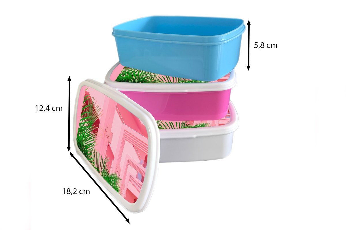 (2-tlg), Garten, für - Kunststoff, Snackbox, Brotdose Brotbox Mädchen, Pflanzen Sommer Kunststoff MuchoWow rosa Lunchbox - Erwachsene, Kinder,