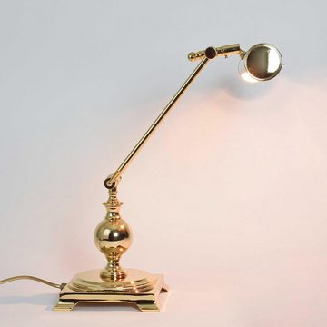 Licht-Erlebnisse Schreibtischlampe LAMPADE SCRIVANIA, ohne Leuchtmittel, Tischlampe Schreibtisch Echt-Messing Gold 24K E14 flexibel Handarbeit