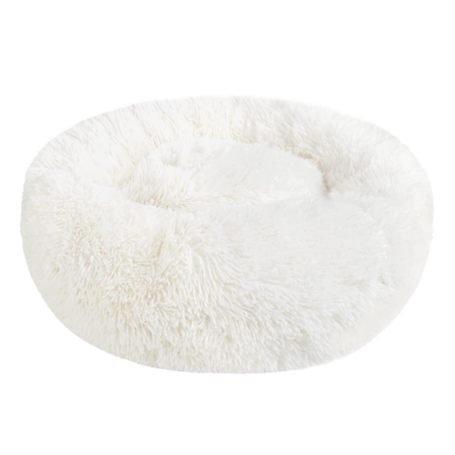 LuxusKollektion Hundebett Hundebett Katzenbett Flauschig Rund Weiß S