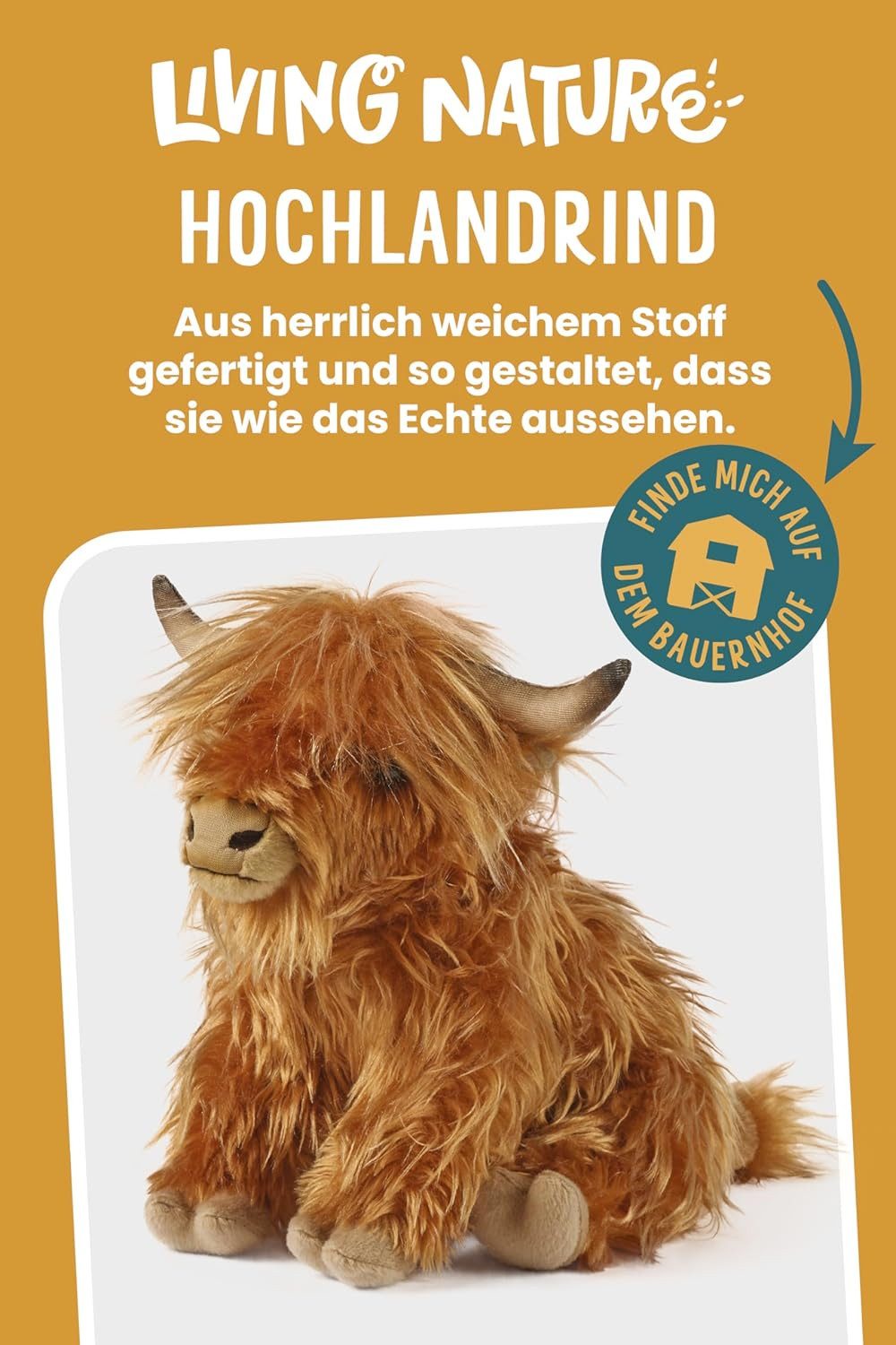 Living Nature Kuscheltier Living Nature Highland Kuh, braun, 20cm - ohne Sound